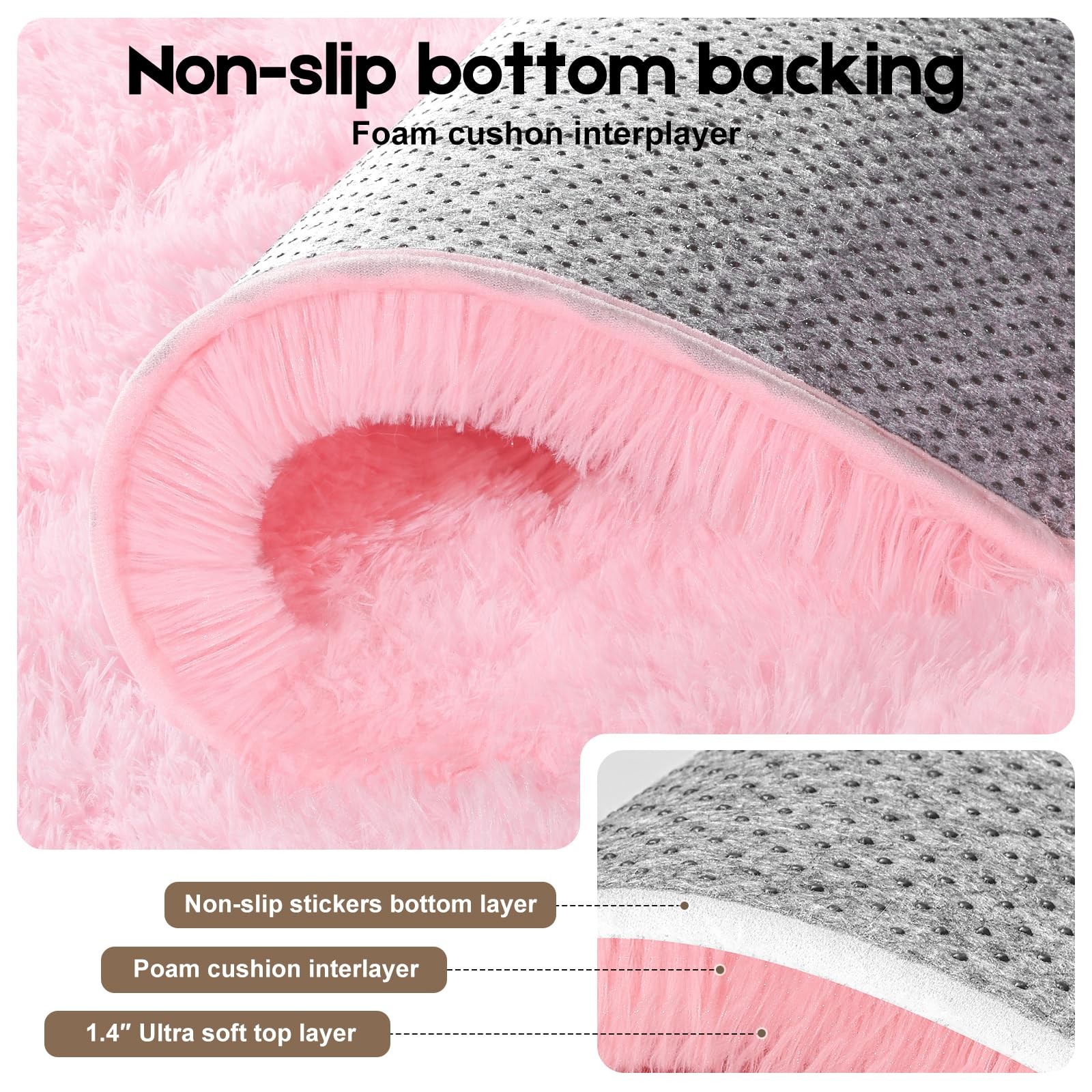 Mhyup Pink Rugs For Living Room Fluffy Large 6X9 Area Rugs For Bedroom Soft