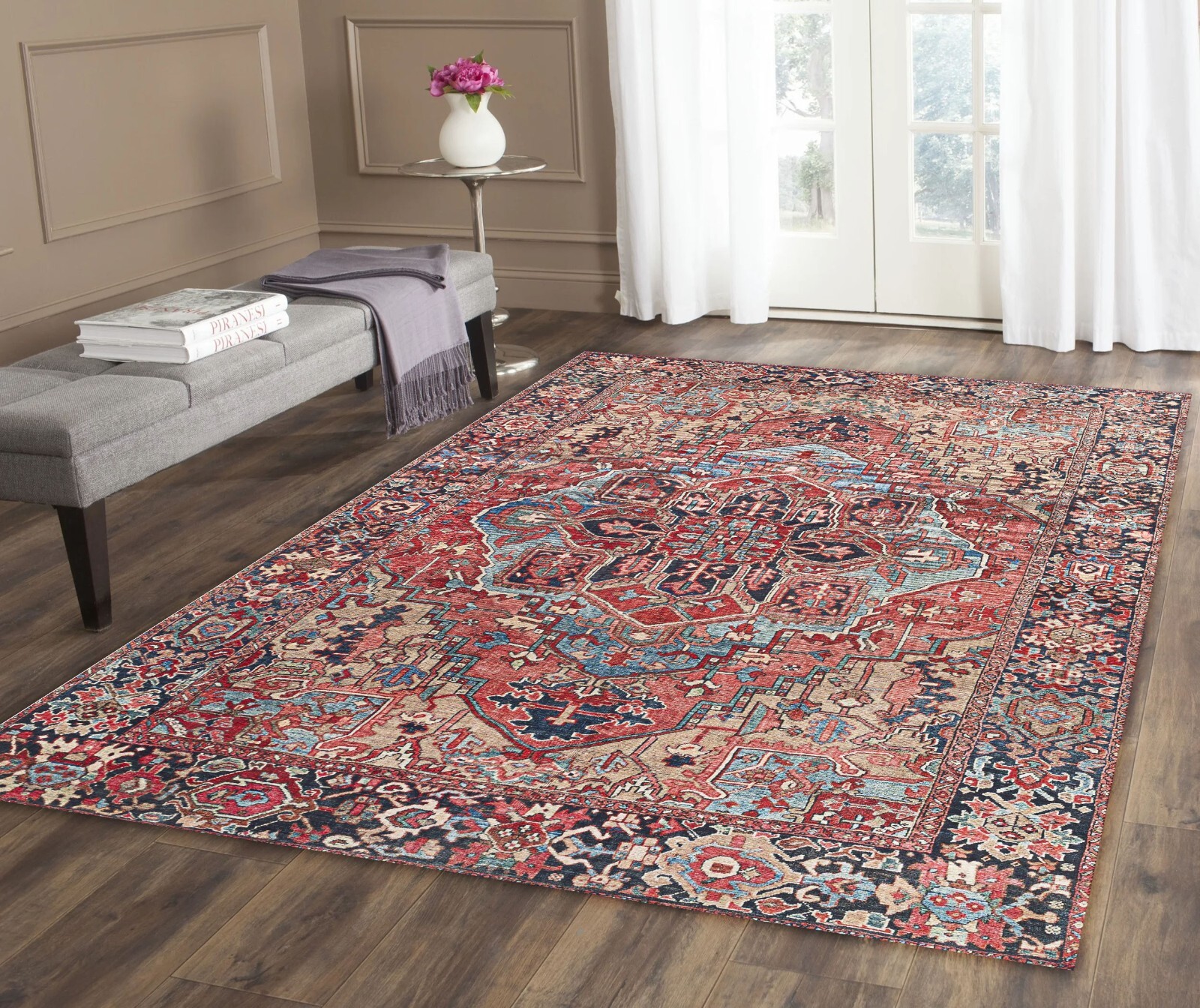 Traditional Vintage-Inspired Brand New Area Rug – Bohemian Style Washable Carpet
