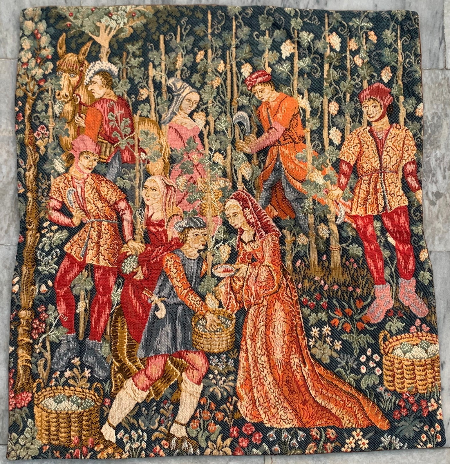Vintage Pictorial French Royal View Mini Wall Hanging Tapestry Home Decor2x2ft