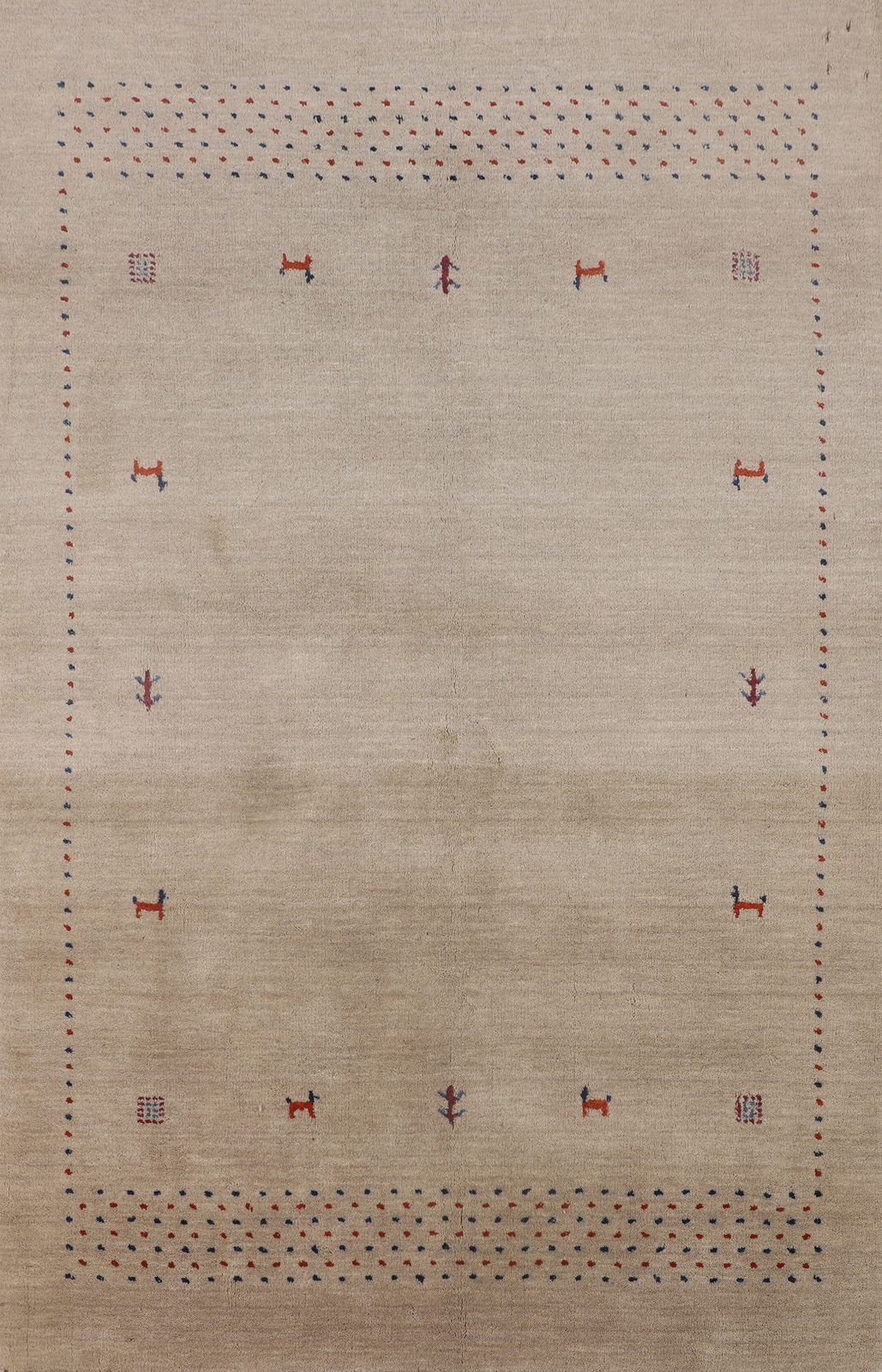 Tribal Handmade Wool Rug Gabbeh Beige Carpet 5×6 ft.