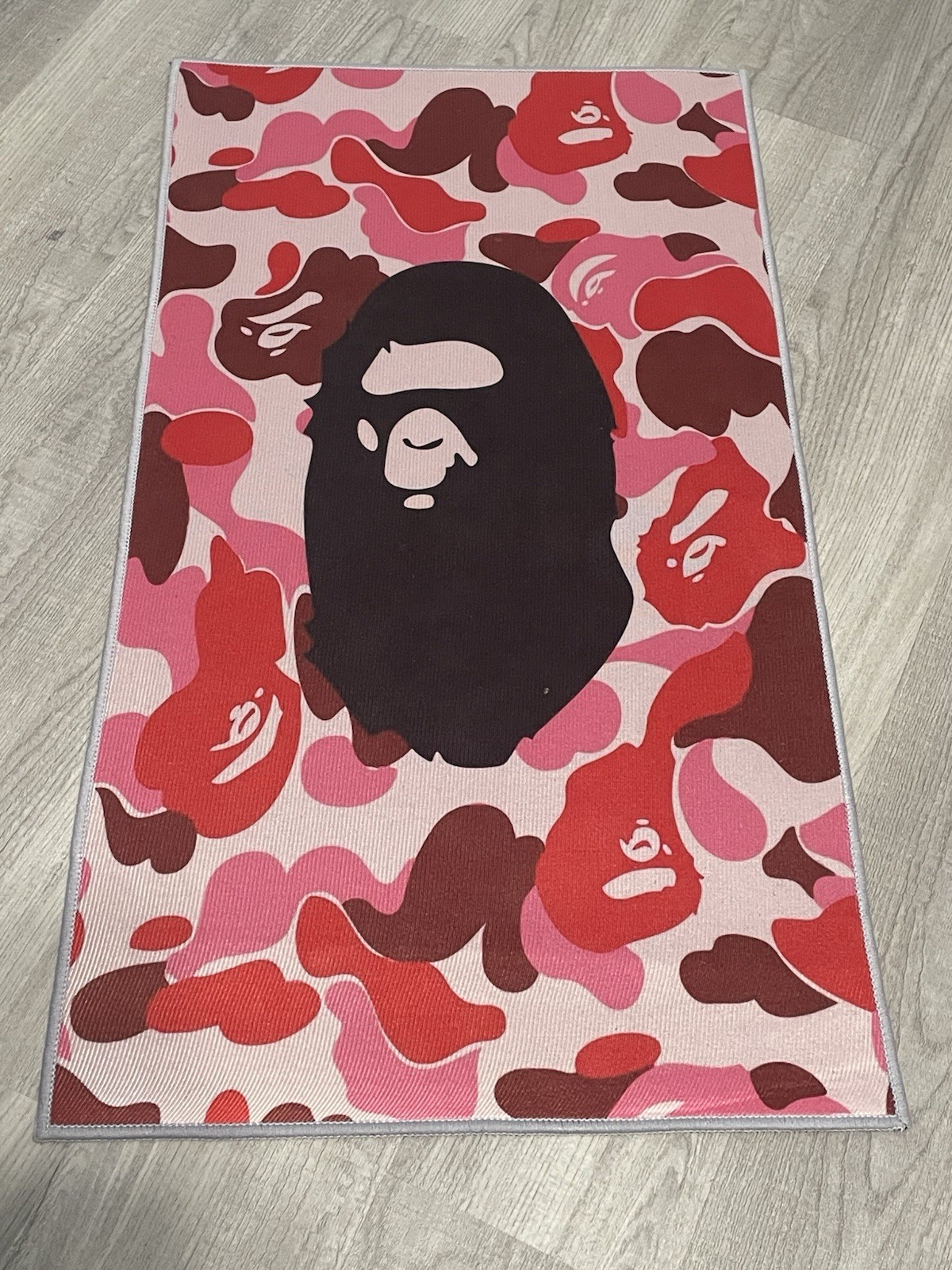 BAPE Pink Camo Ape Head Rug – Streetwear Hypebeast Room Floor Decor
