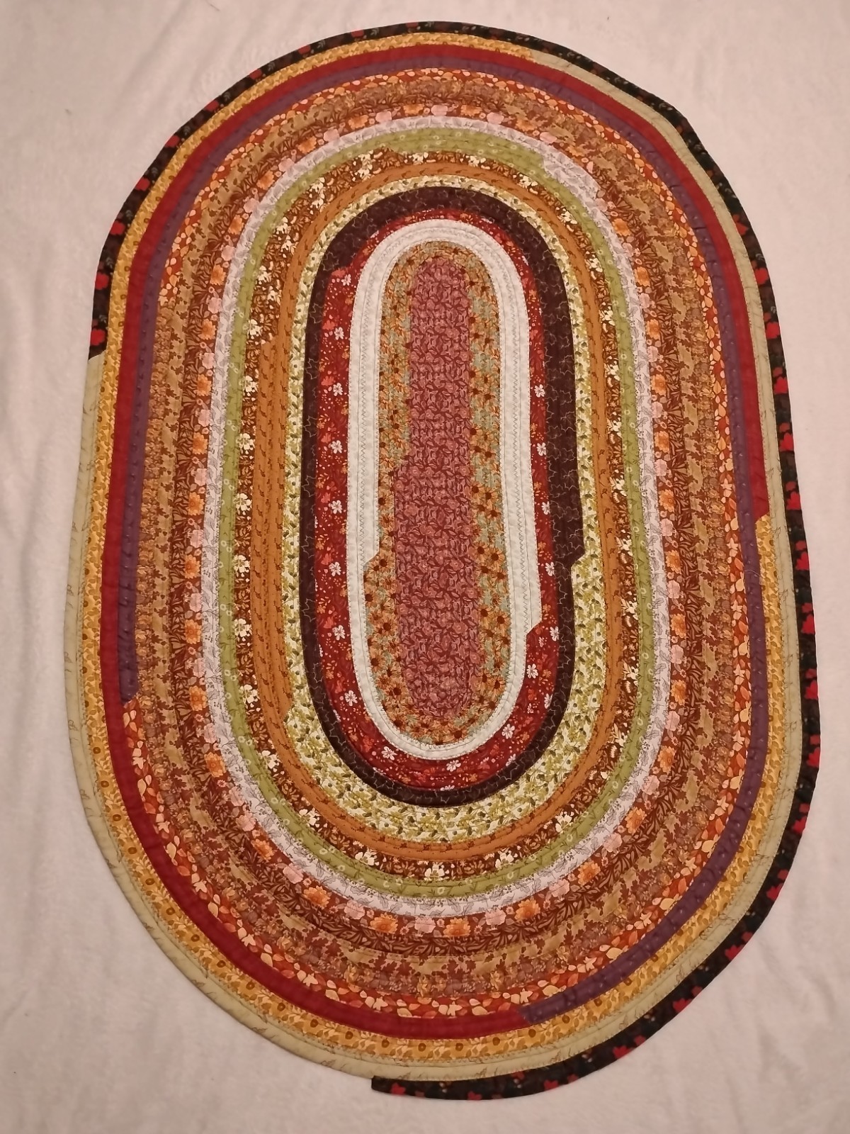 Jelly Roll Rug Leaves & Flowers Browns & Reds Size 43×28