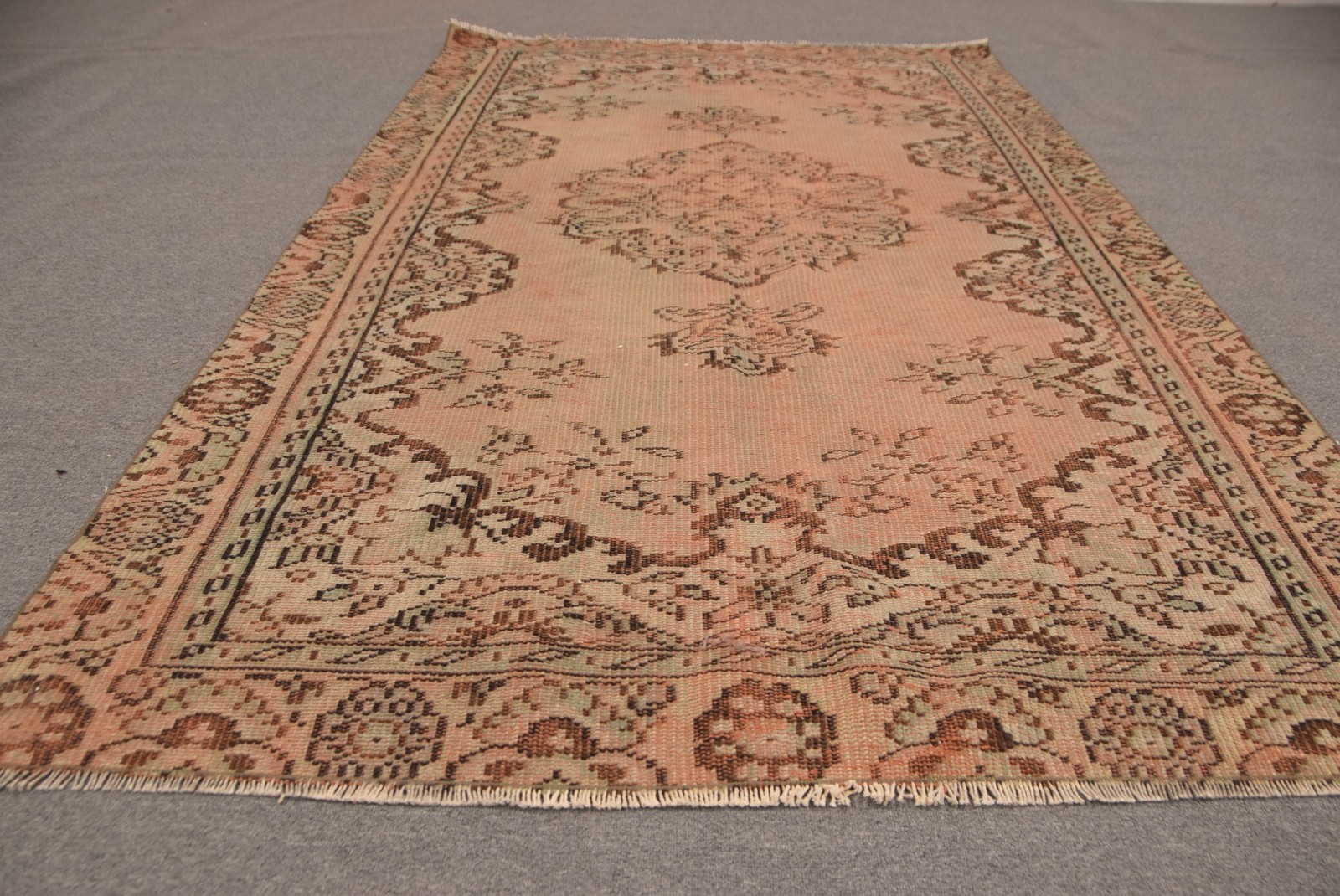 Vintage Rug, 5,1×8,5 ft Large Rug, Brown Oriental Wool Turkish Rug