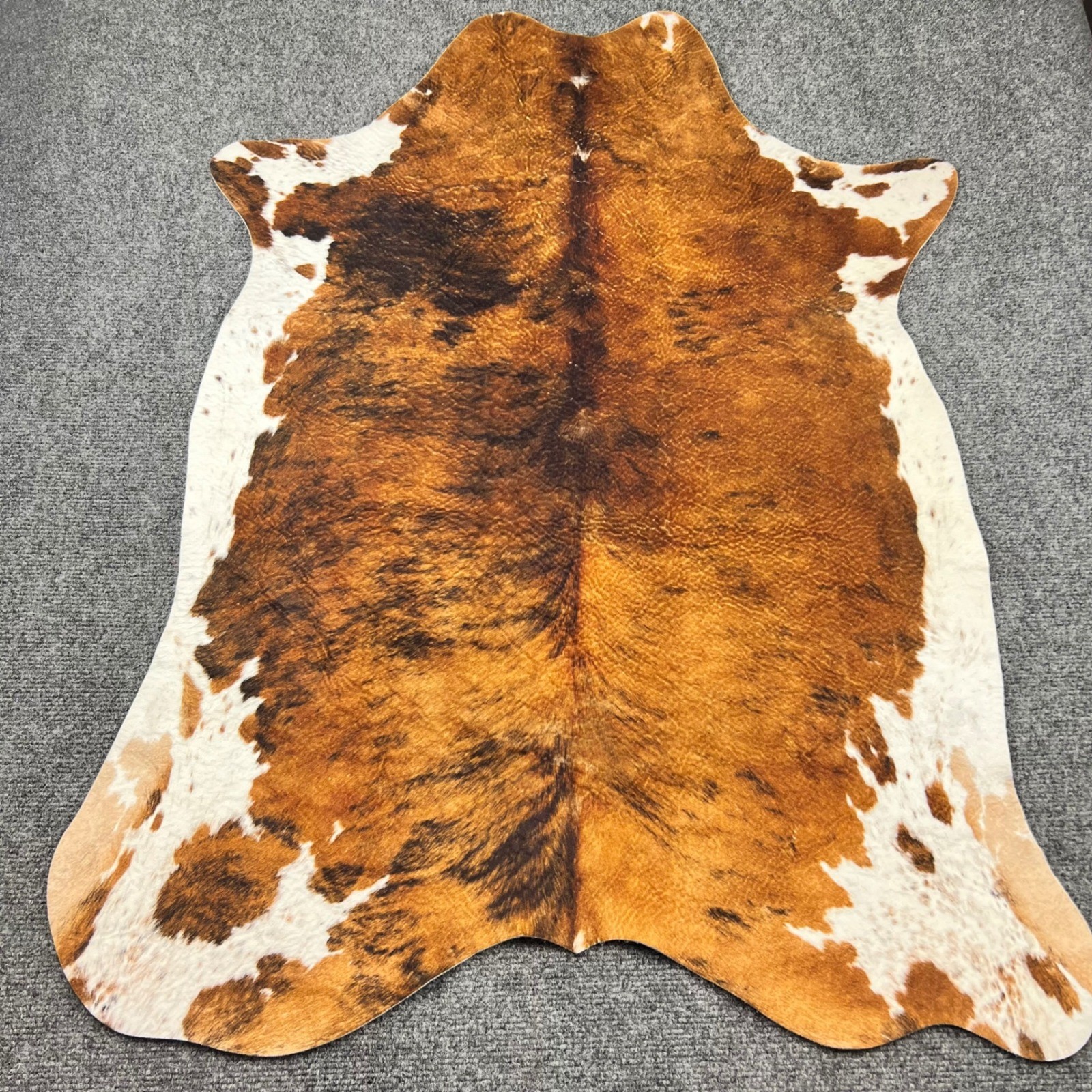 Faux Cowhide Rug Brown White Brindle Cow Print Western Farmhouse Decor 39×30