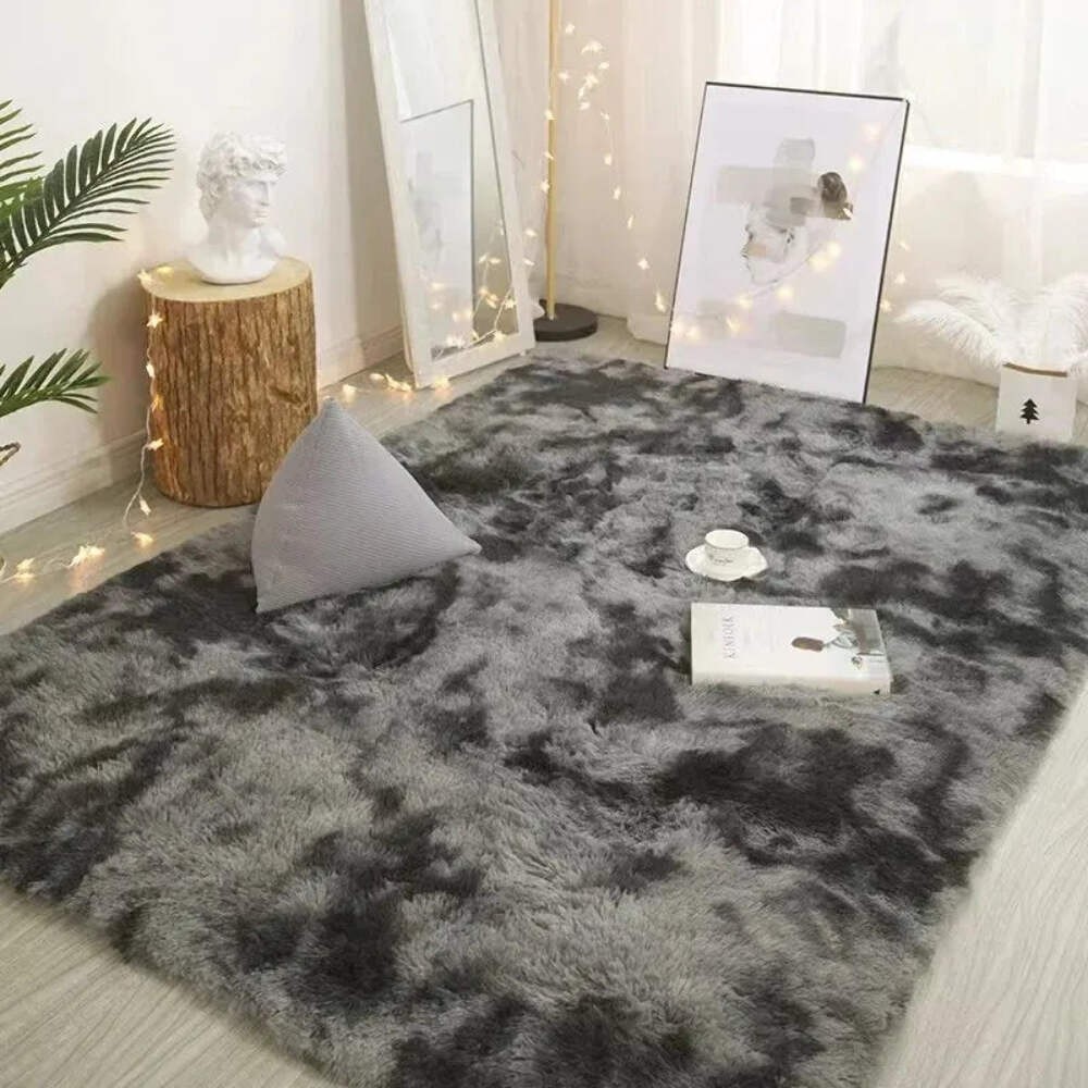 Light Grey Silk Wool Shag Rug 40x60cm Soft Bedroom Mat Nursery Prayer Non-Slip