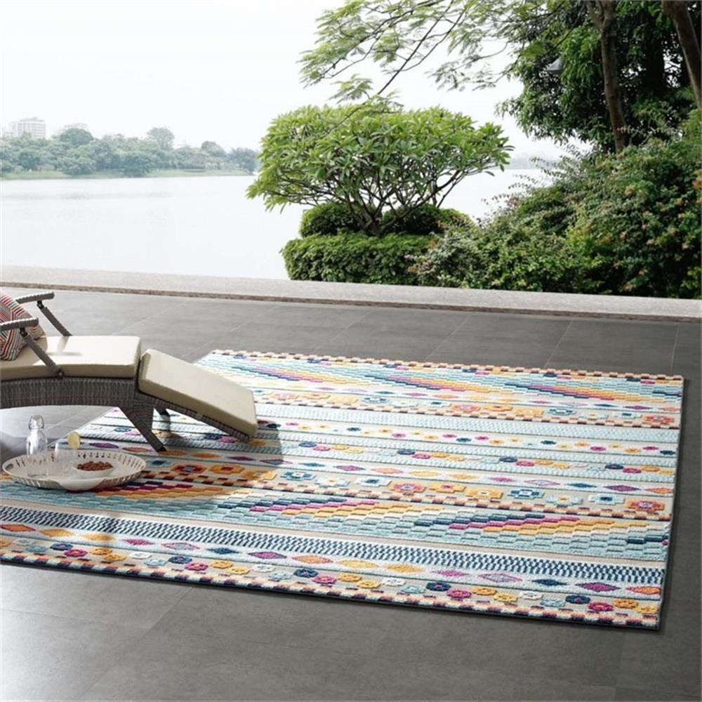 Modway Reflect 94.5×122″ Cadhla Geometric Lattice Area Rug in Multi-Color
