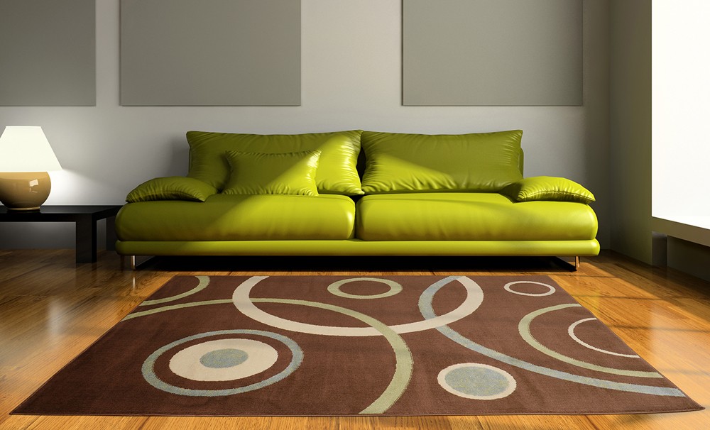 Brown Contemporary 2×3 Area Rug Modern Rings Circles Carpet – Actual 1’8″ x 2’9″