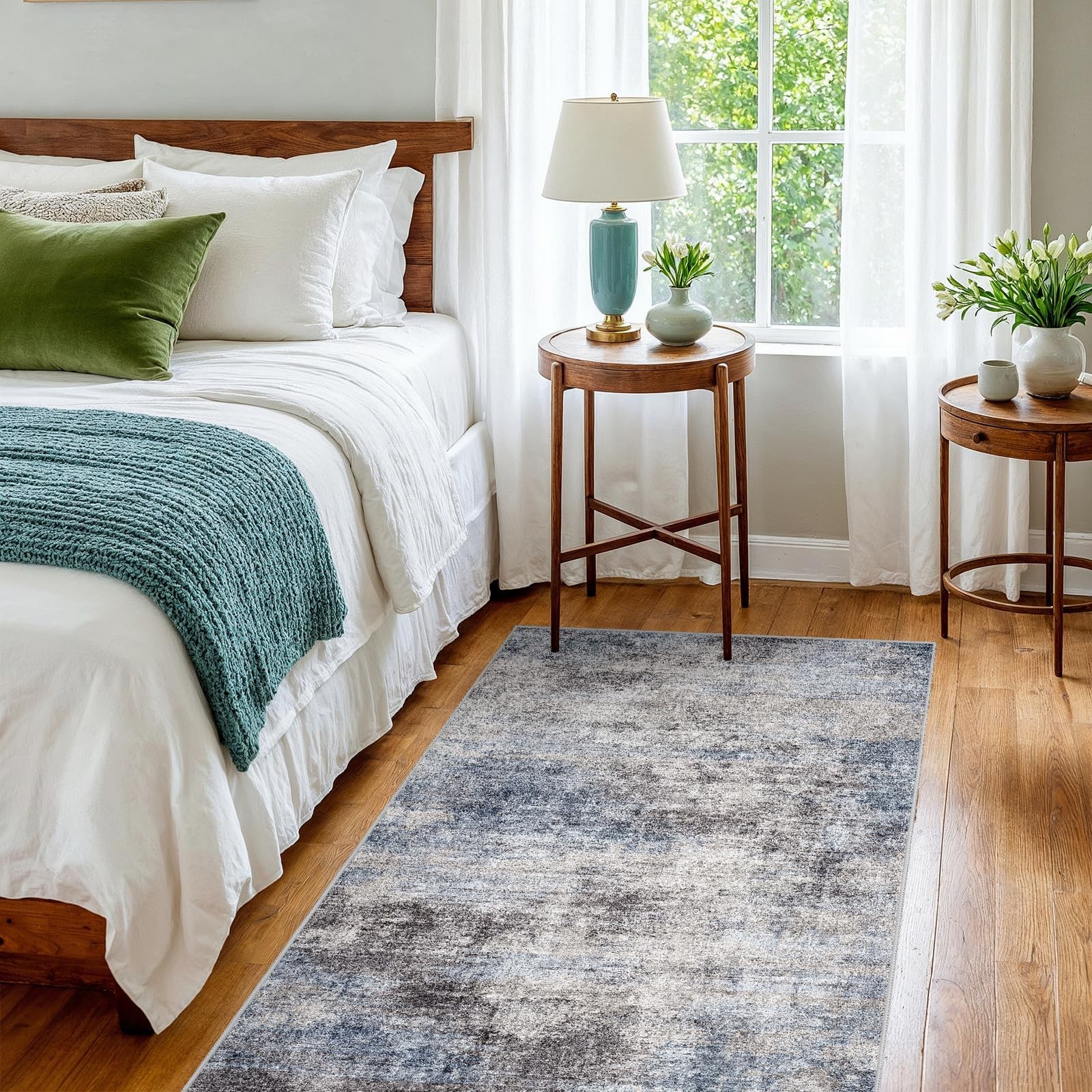 EISUROM Washable NonSlip 3×5 Area Rug Abstract Bedroom Area Rug with Soft Lo…
