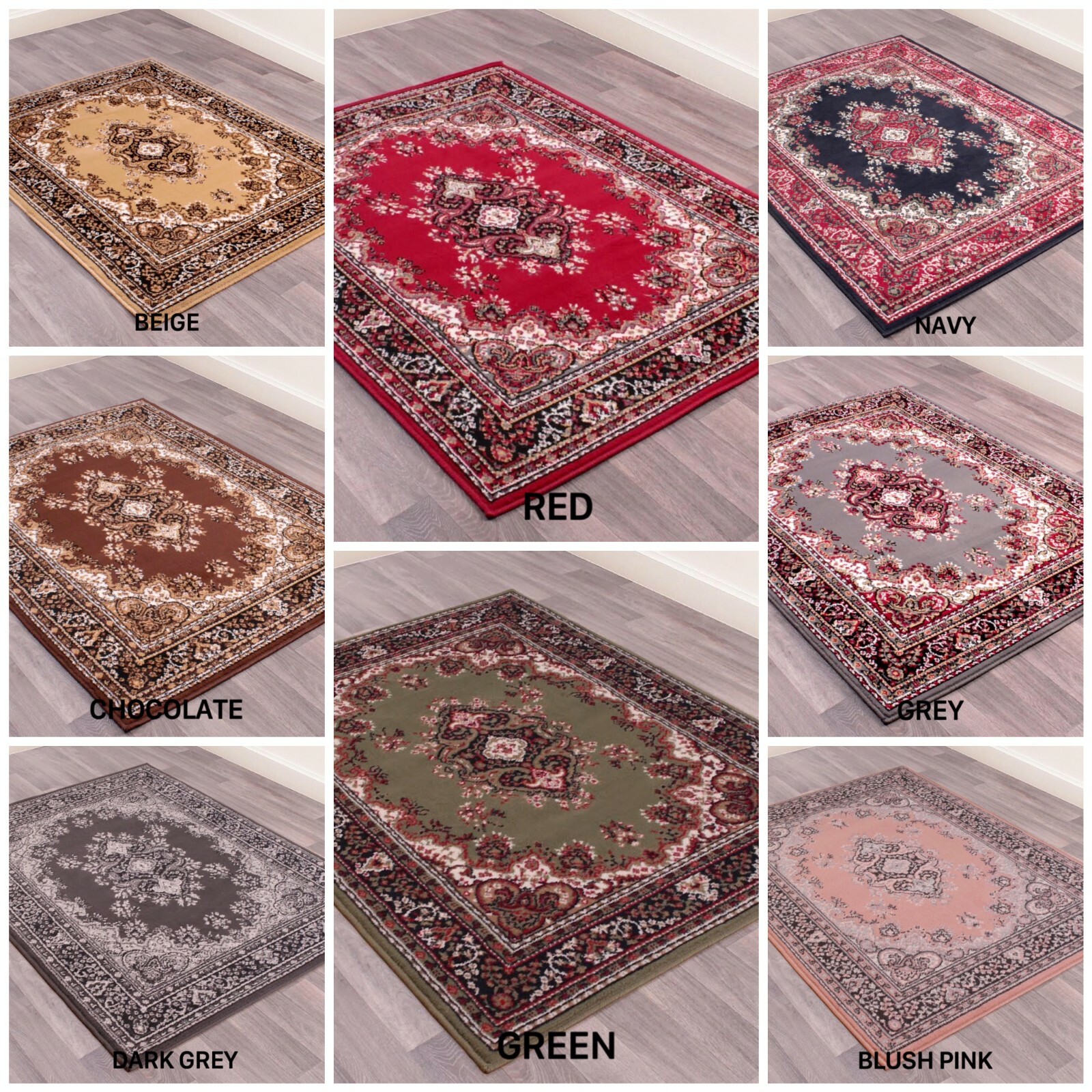 Traditional Bedroom Living Room Rug Oriental Large Beige Red Grey Carpet Runner
