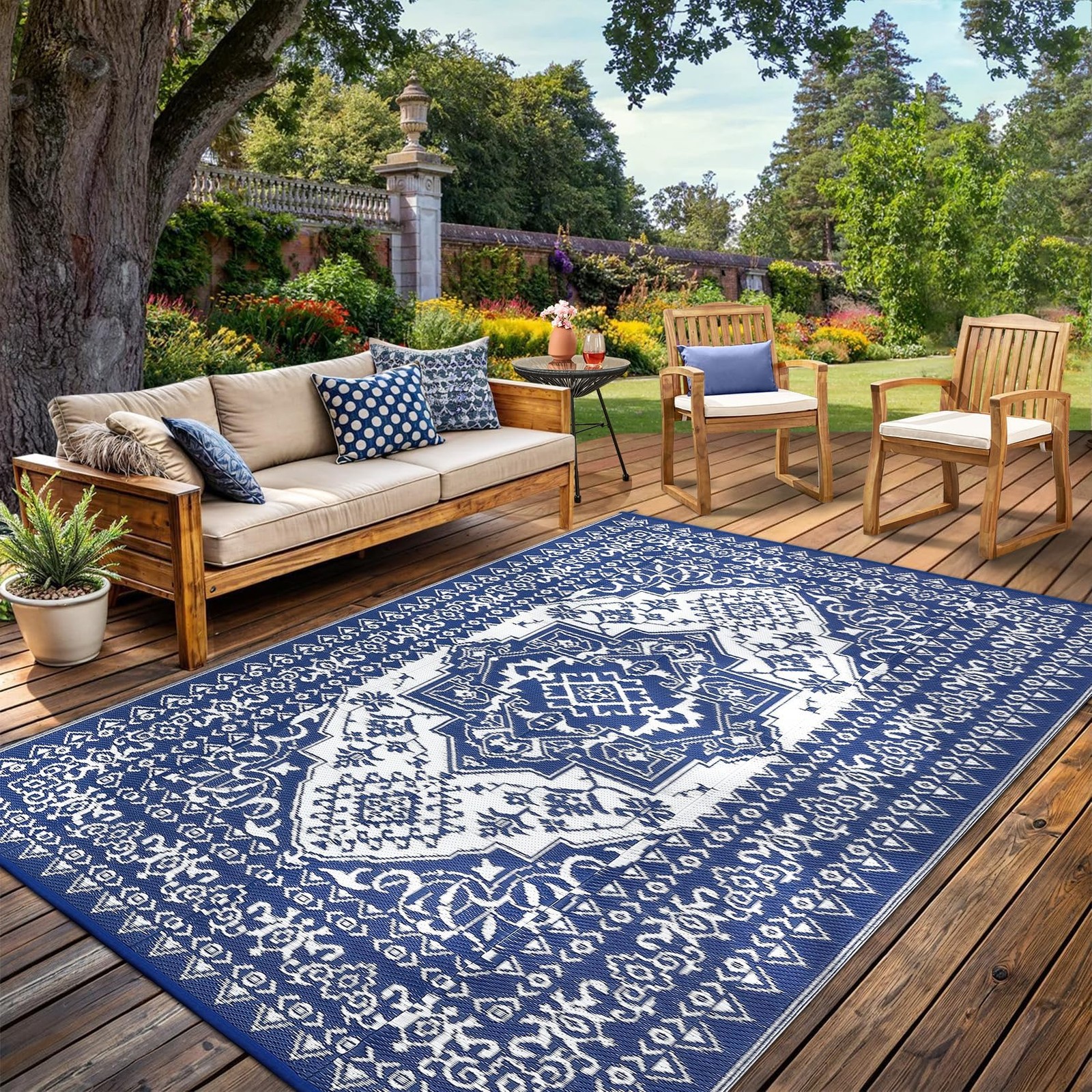 Outdoor Waterproof Patio Area Rug 8×10/9×12/9×18/10×14/20 FT Mat for Camping RV