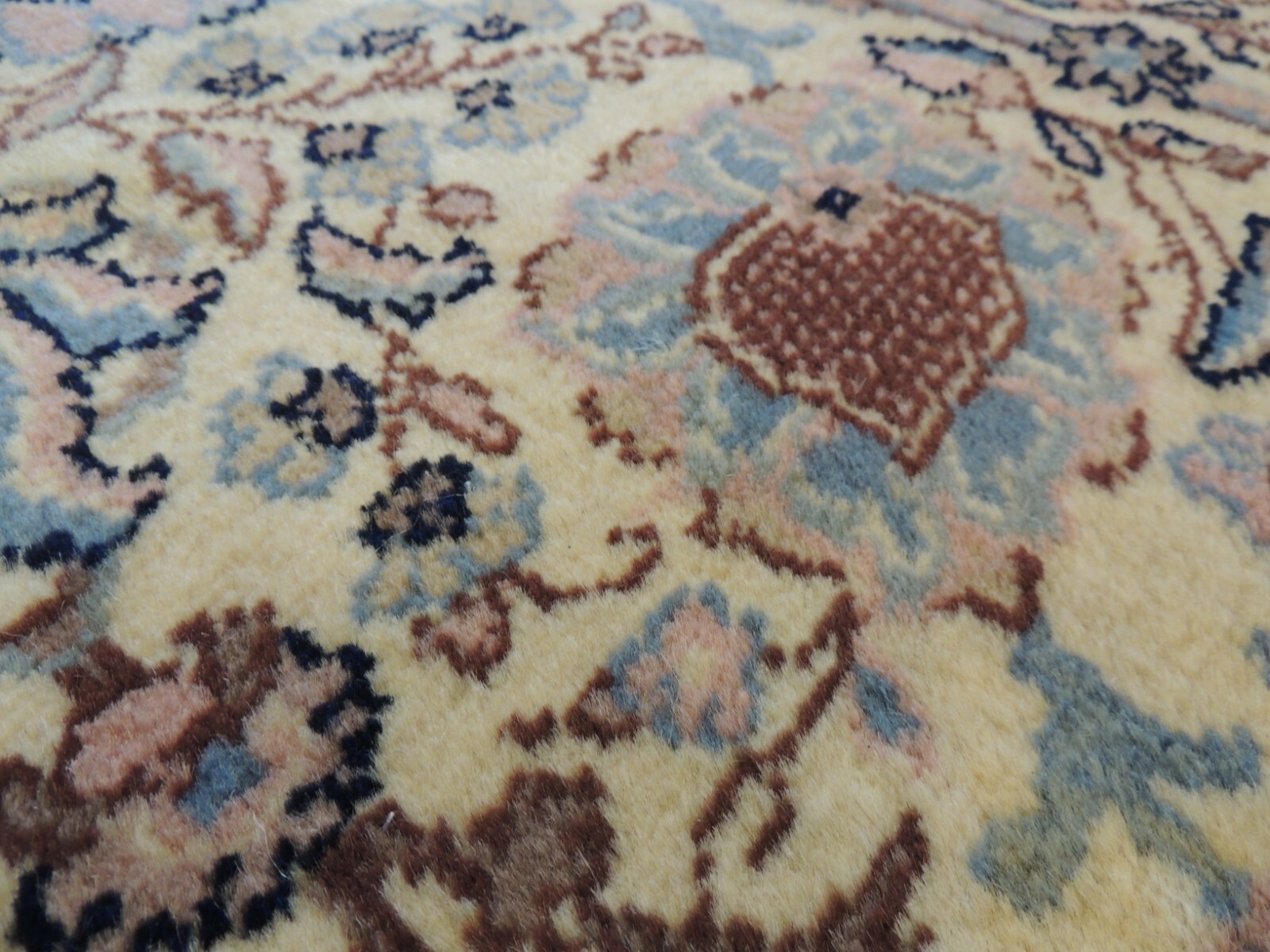 6×9 Romanian Oriental Area rug wool Ivory Blue Pink Navy All-Over pattern