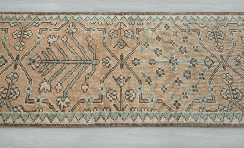 Light Gold Beige Stair Runner, Hand-Knotted Thick Wool Hallway Rug, Customizable