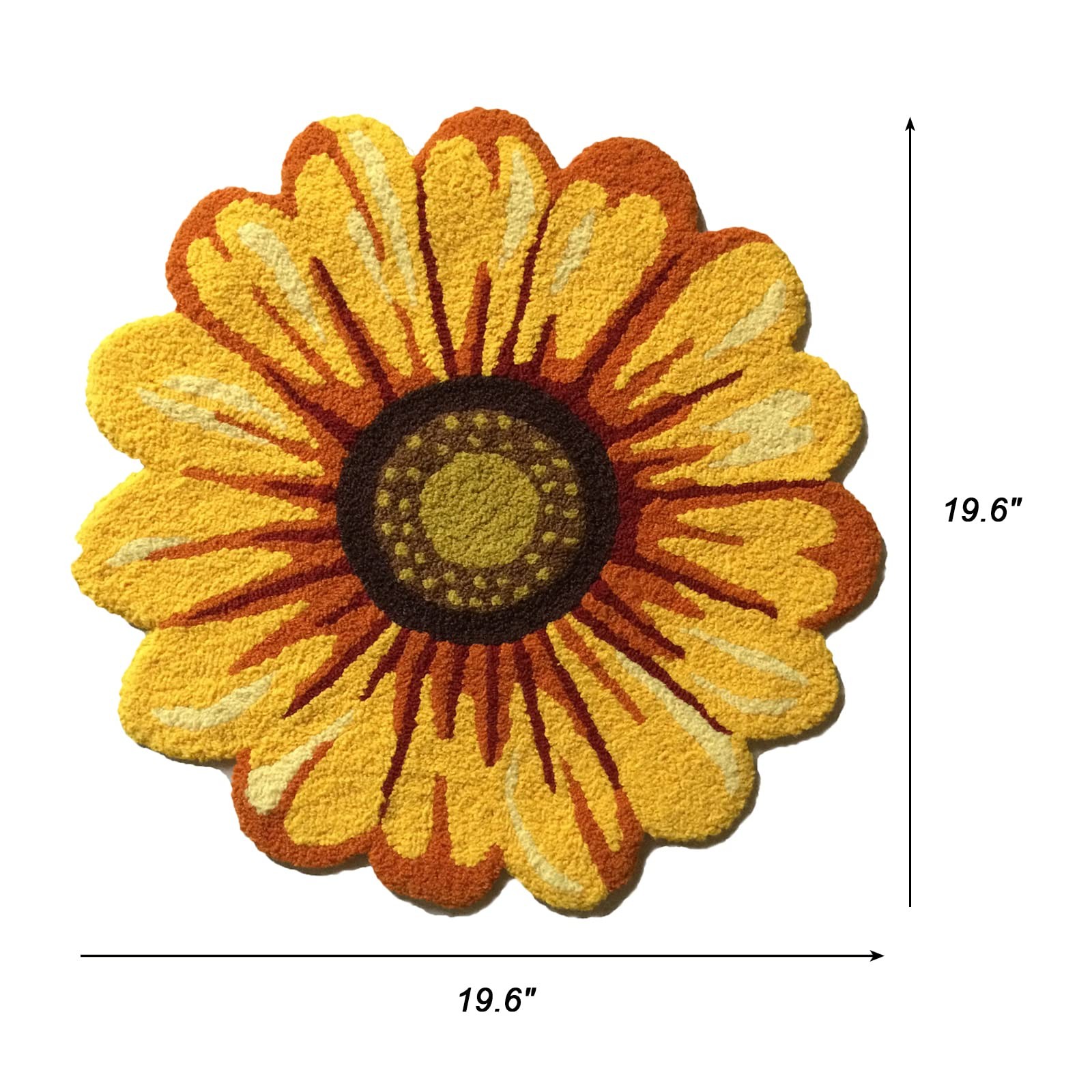 Sunflower Rug Mat 19.6 x 19.6 Inch Yellow Floral Bathroom Rugs Soft Plush Flo…