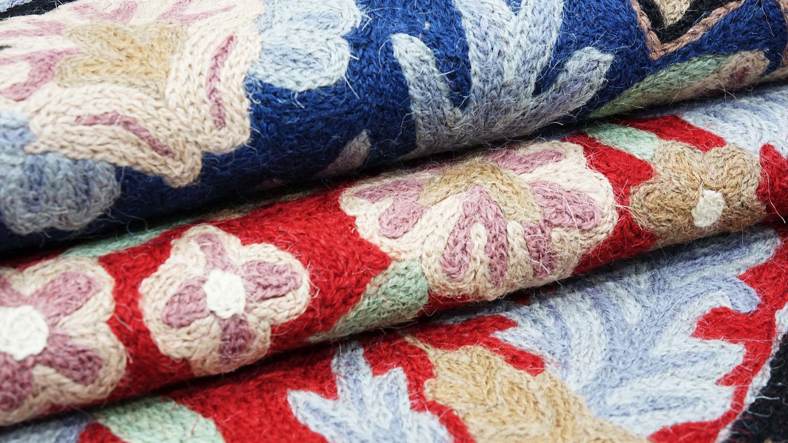 Chainstitch Chain Stitch Carpet 80×120 Handwoven Red Flowers Handmade Woven