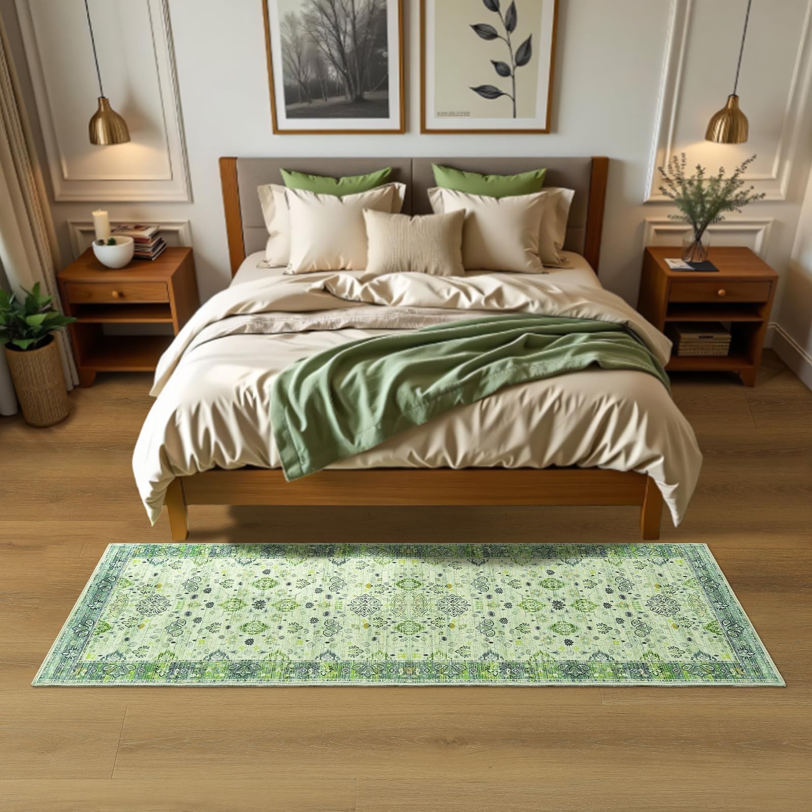 Runner Rug for Bedroom, 2x6Ft Washable Non-Slip Area Rugs,Small Floral Carpet…