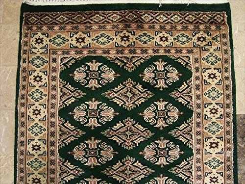 Runner Rug Jaldar Green Ivory Touch Wool Hand Knotted Soft Carpet (9.9 X 2.5)’