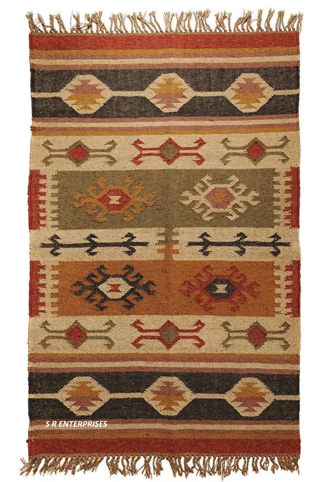 Wool Kilim Rugs Natural Handwoven Jute Rug, Vintage Kilim Rug, Aztec Carpet