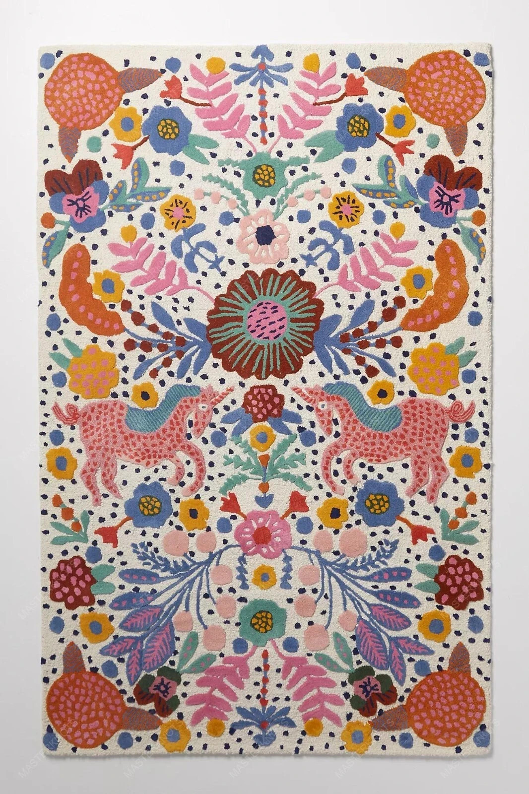 Multicolor Wool Area Rugs, Animal Print Bohemian Carpet Hand Tufted Carpet
