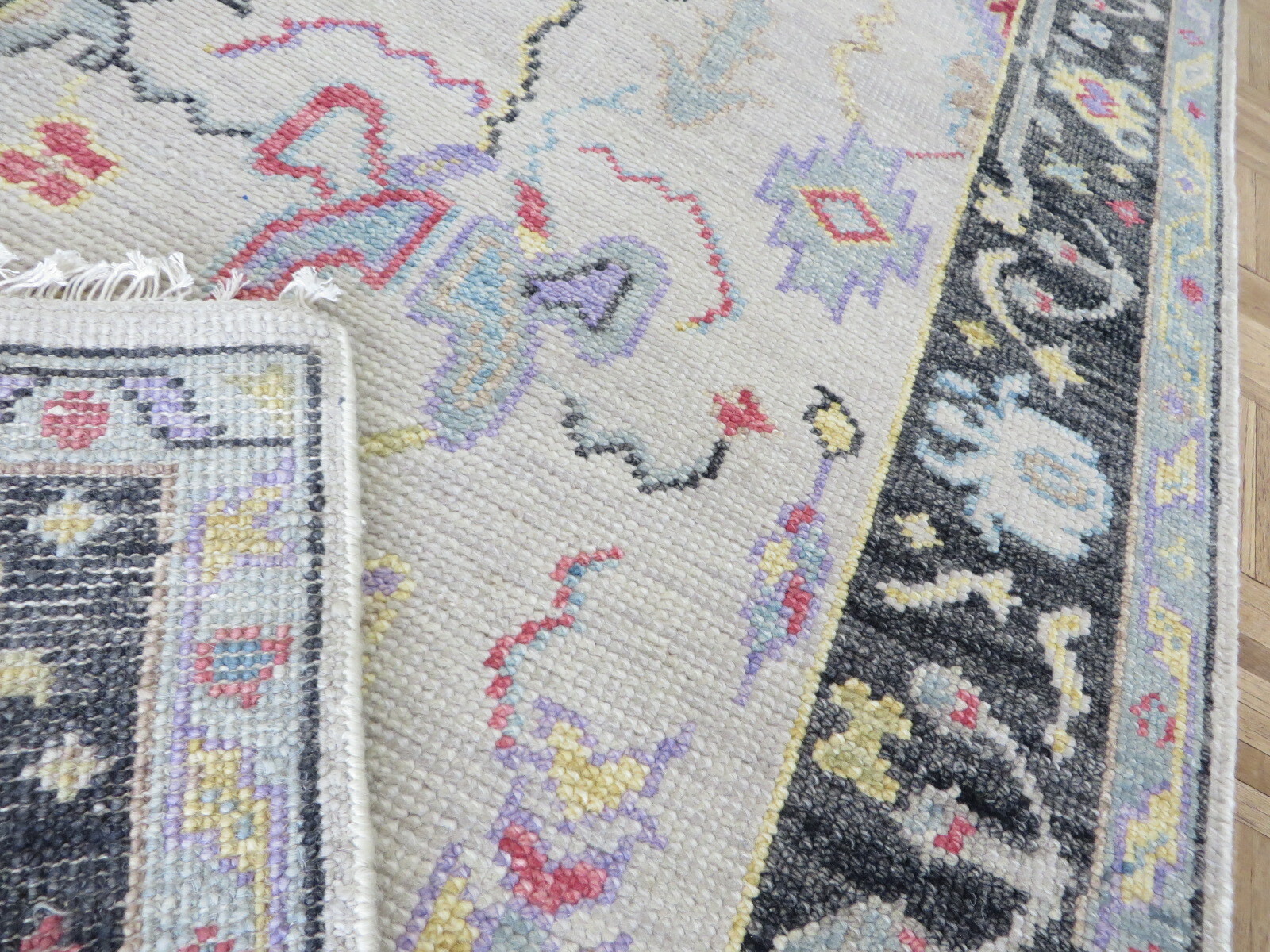 3 x 19’10 Runner Hand Knotted Ivory Turkish Knotted Oushak Oriental Rug G8569