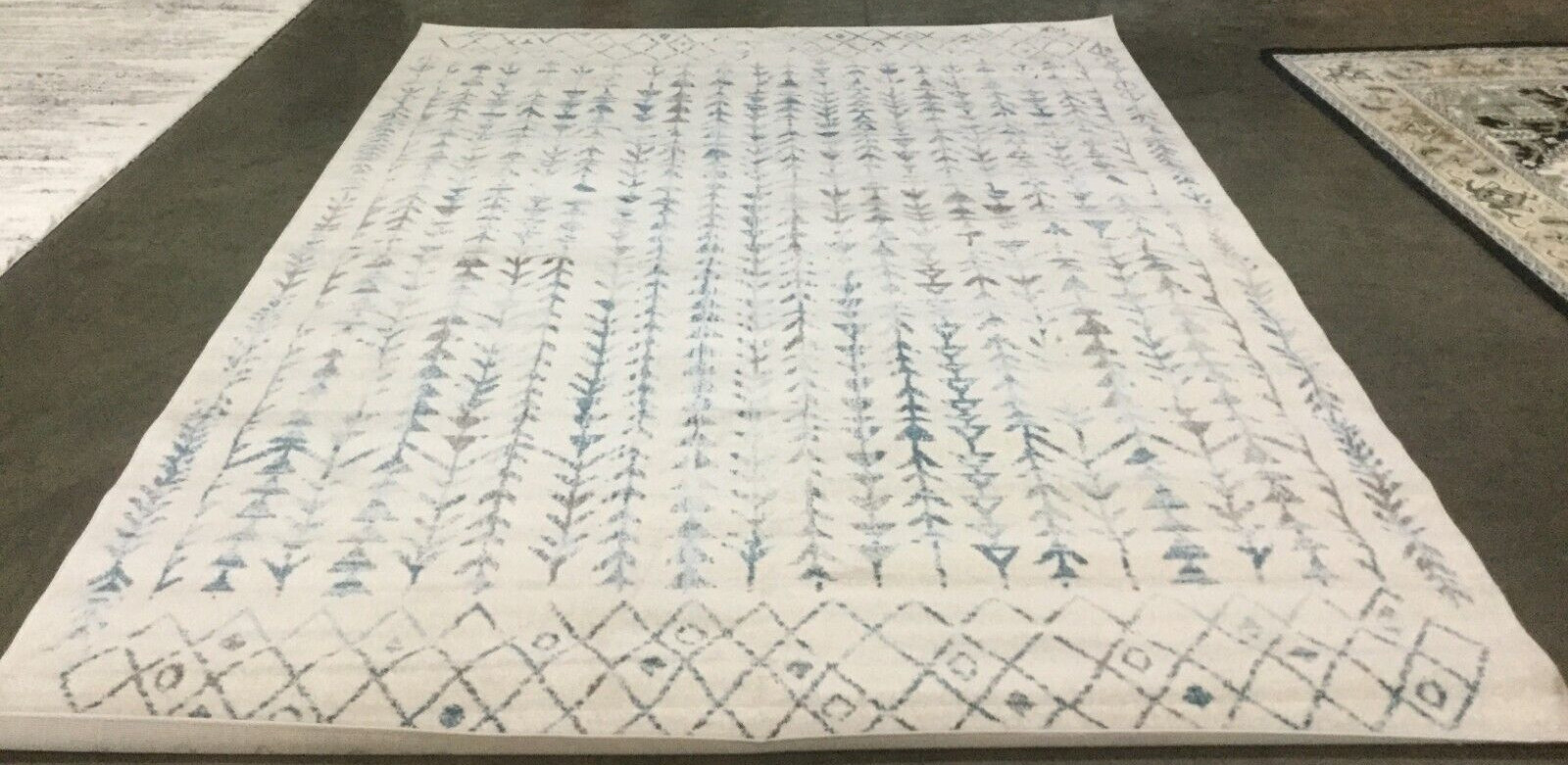 IVORY / TURQUOISE 9′ X 12′ Flaw in Rug, Reduced Price 1172660163 TUL262C-9