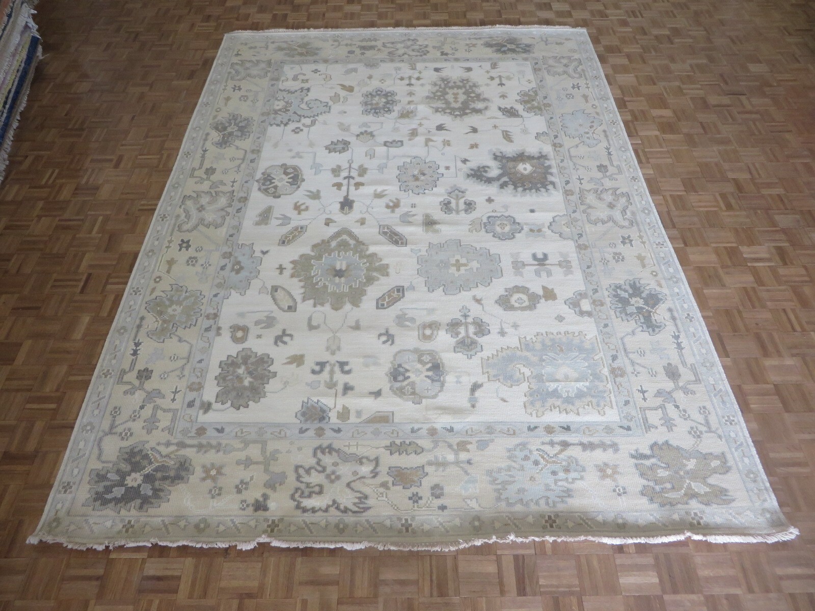 9’11 x 13’9 Hand Knotted Ivory Sultanabad Oushak Oriental Rug G15277