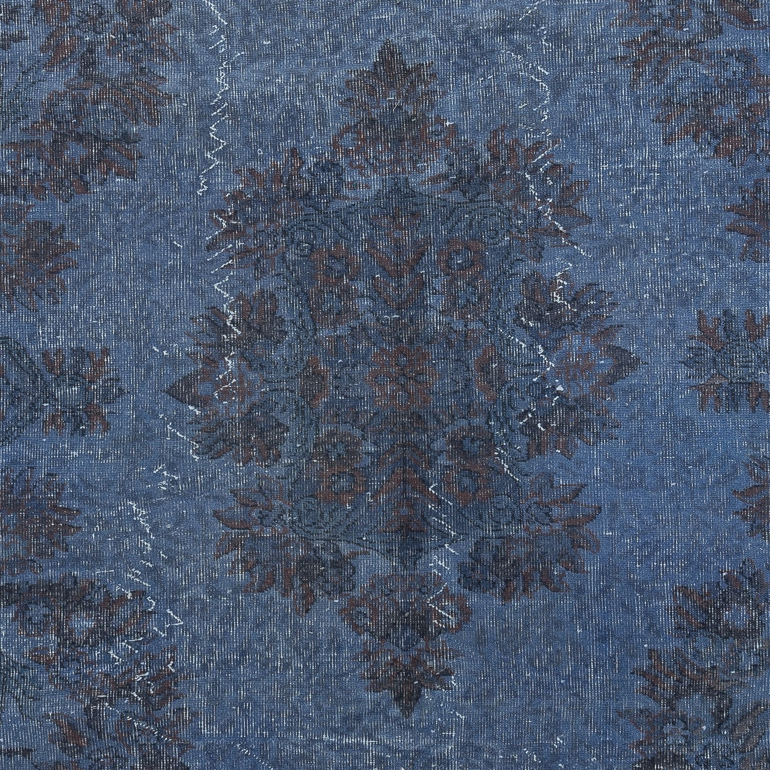 5.7×8 Ft Modern Handmade Turkish Wool Area Rug in Blue. Low Pile Floor Covering