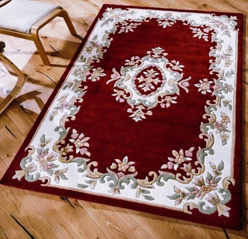 Hand Tufted Red & White Royal rugs Handmade 100% Wool Rugs For Home Kid Friendly