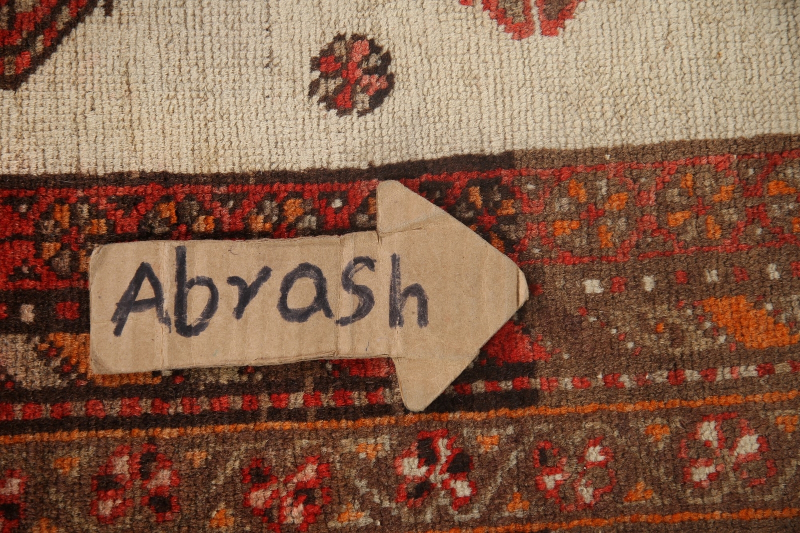Antique Vegetable Dye Geometric Malayer Area Rug Ivory Wool Hand-made Rug 4’x7′