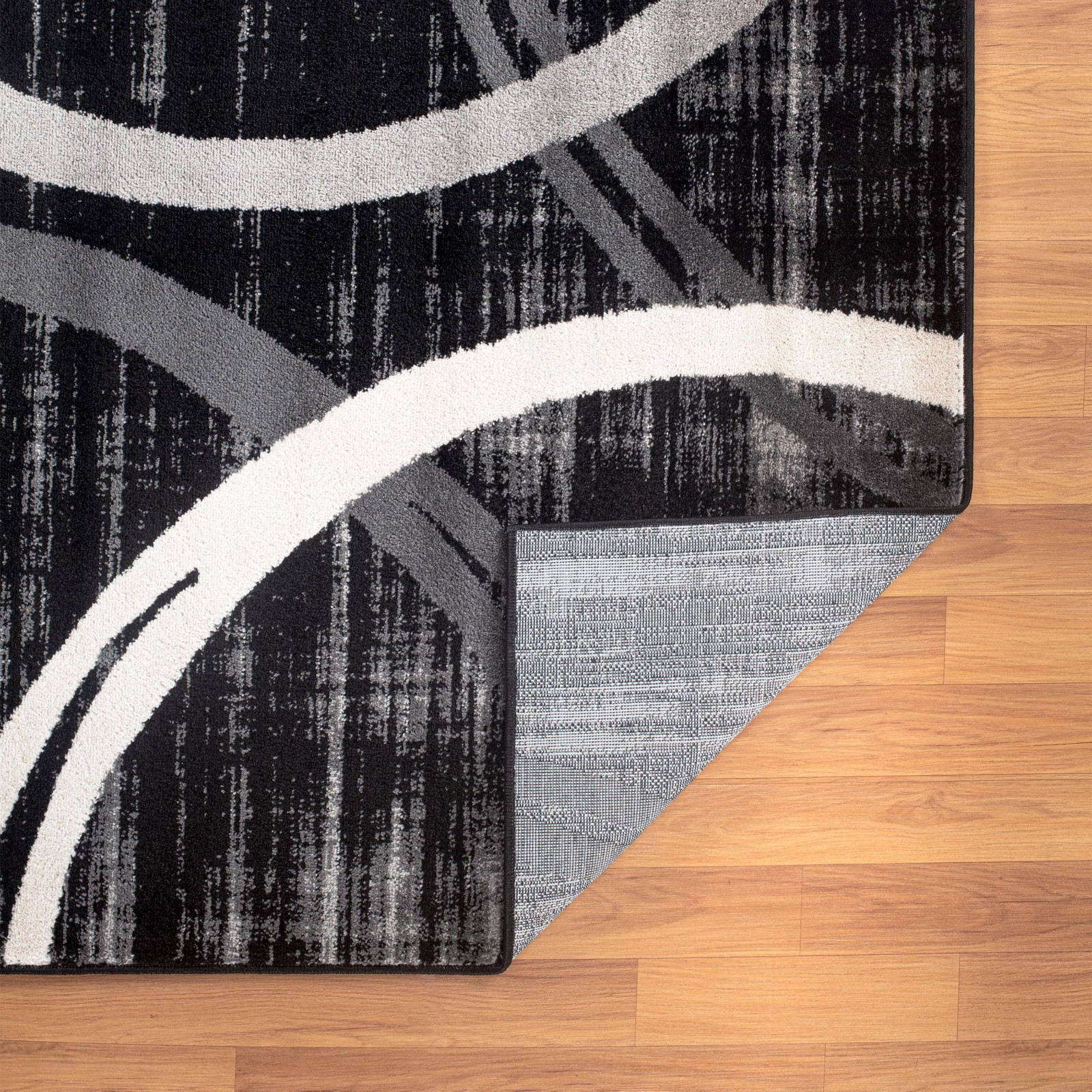 Modern Wavy Circles Design Runner Rug, Non-Shedding Carpet for Hallway, Entry…