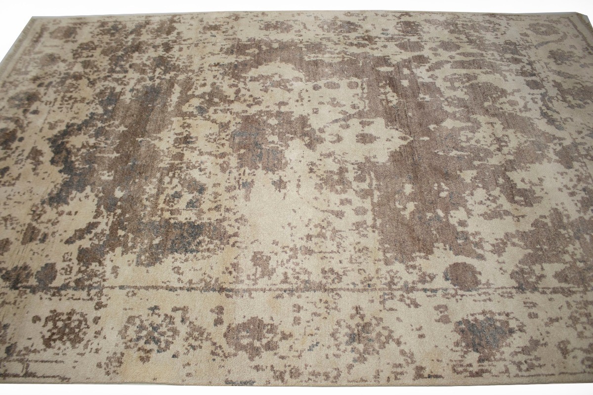 6X9 ft Handmade Viscose Silk Modern Rug Distressed Contemporary Oriental Carpet