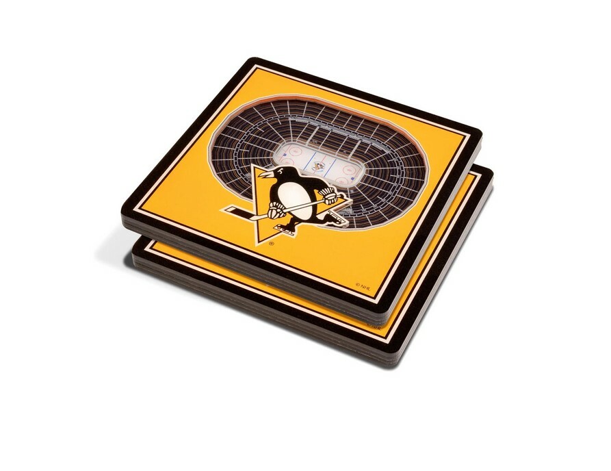 Pittsburgh Penguins NHL 3D Team Stadium View 2 pc Drink Coaster 4 x 4