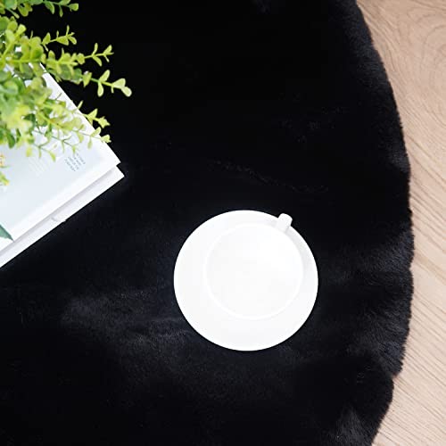 Soft Faux Sheepskin Fur Rug 2×4 Black Fluffy Bedside Rugs Plush Rug Shag
