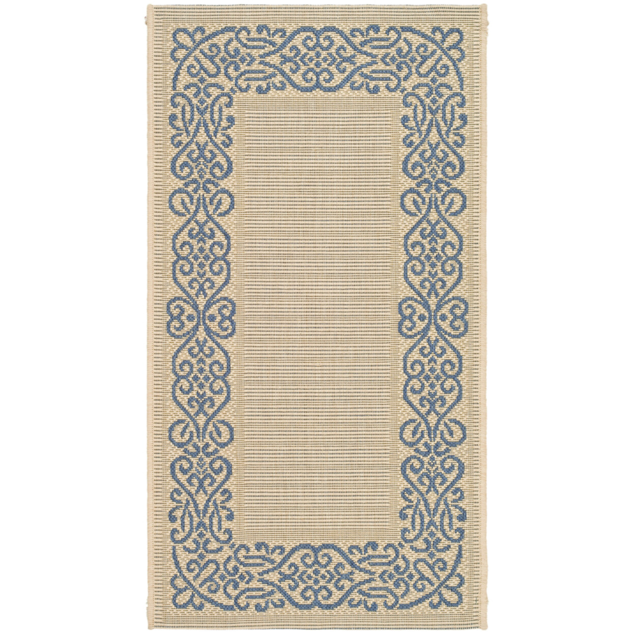 SAFAVIEH Outdoor CY1588-3101 Courtyard Natural / Blue Rug