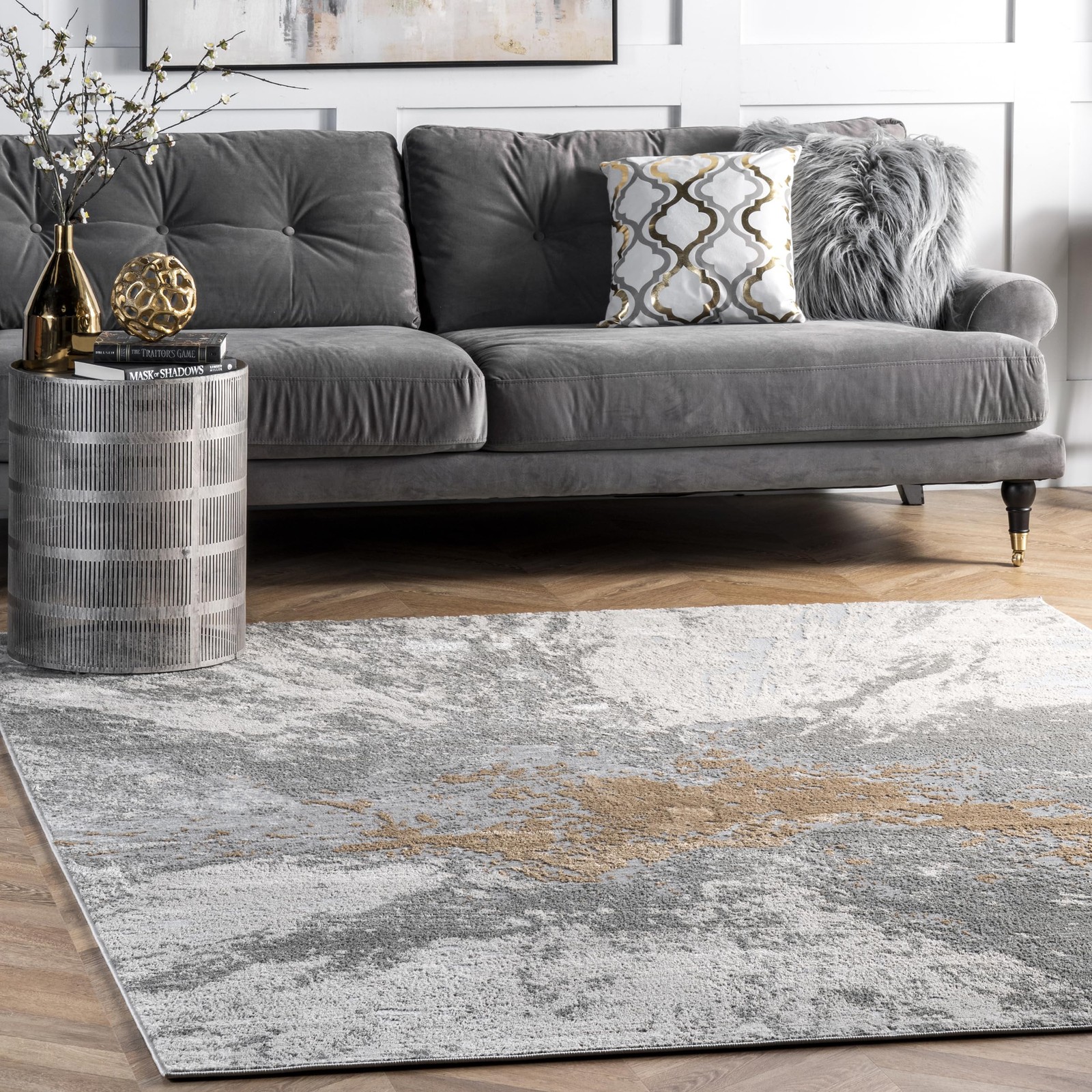 Nuloom Cyn Silver/Ivory 43 X 63 Recycled Soft And Cozy High Traffic Stain