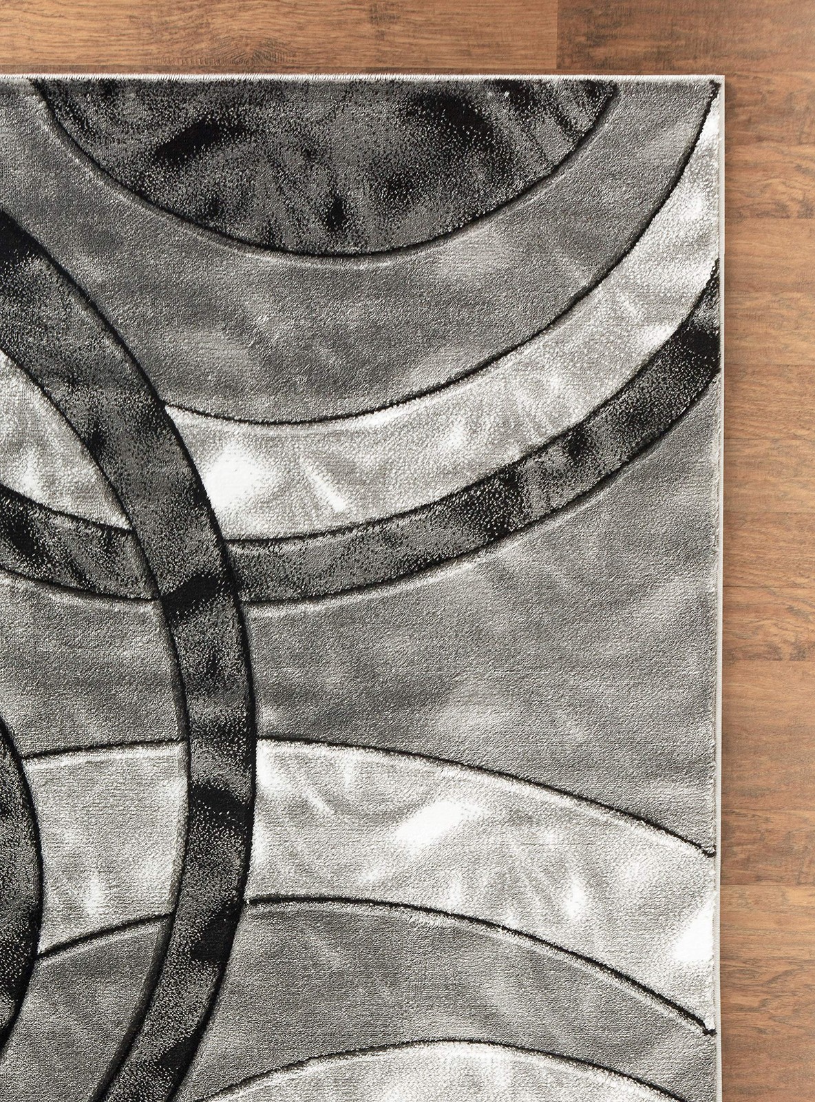 Modern 5×7 Grey Black Geometric Area Rug for Living Room, Bedroom, Dining Room