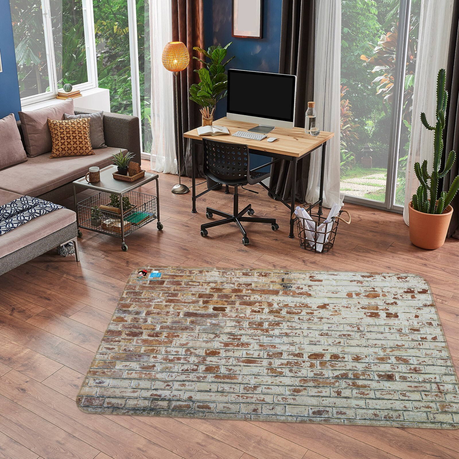 3D Retro Brick Wall ZHUA1914 Game Non Slip Rug Mat Photo Carpet Amy
