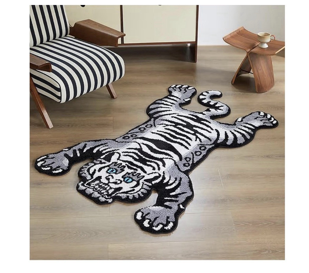Tibetan Tiger Area Rug, 5×3.3 ft, Tufted High Pile, Machine Washable
