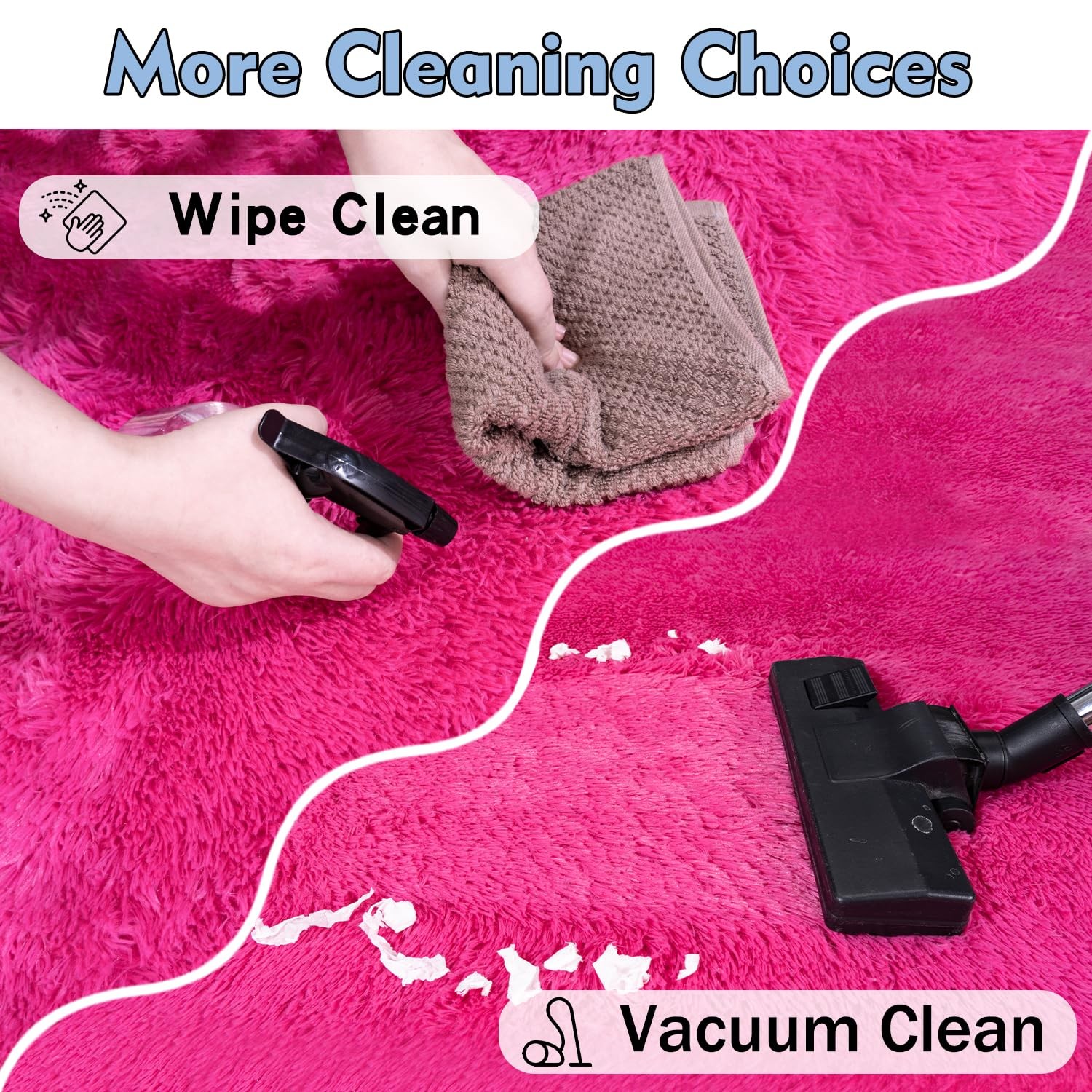 Rezutan Ultra Soft Fluffy Hot Pink Rugs,2×6 Feet Fluffy Shag Area Rugs for Livin