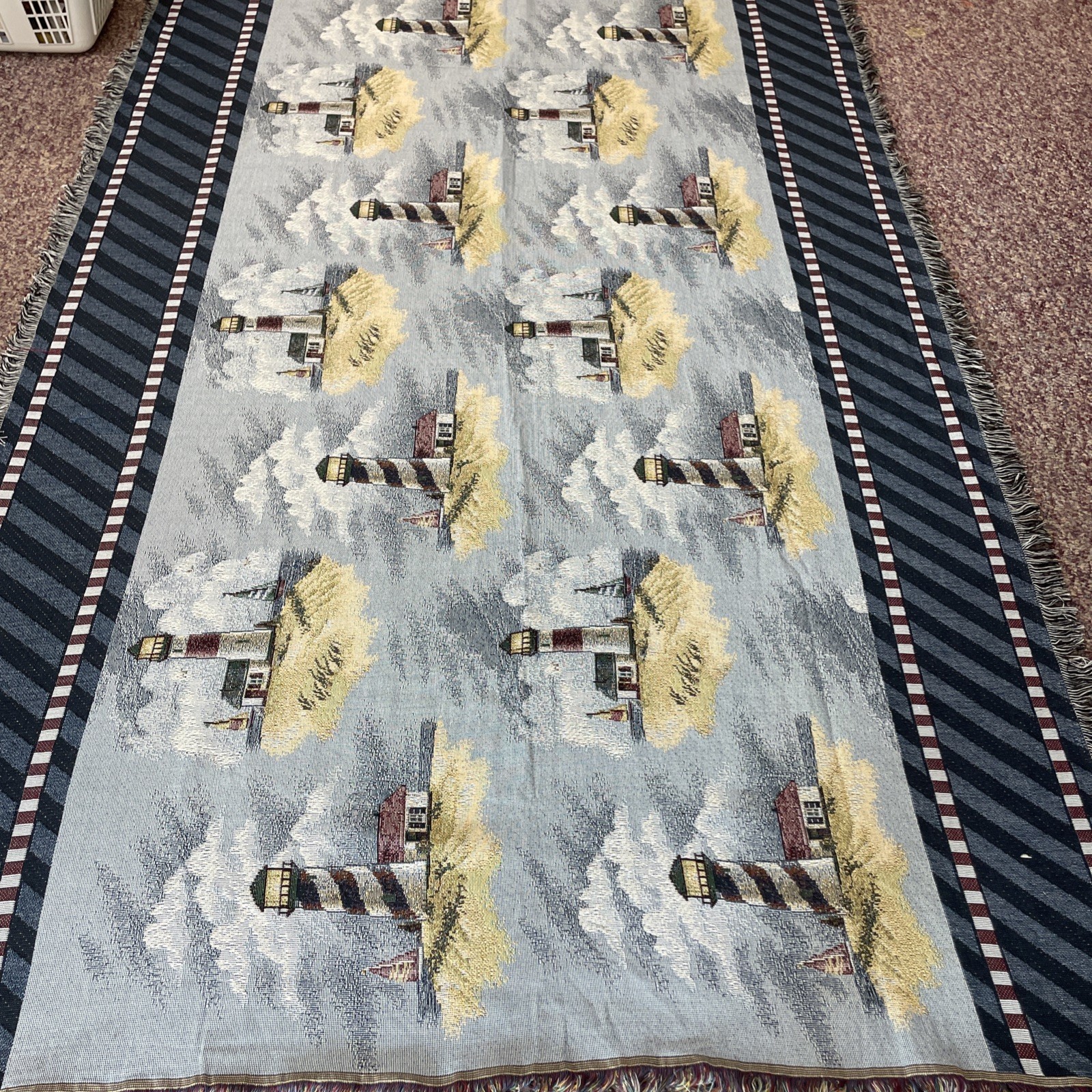 Mohawk Home Lighthouse 14’x6’ throw back blanket/runner/tablecloth Tapestry