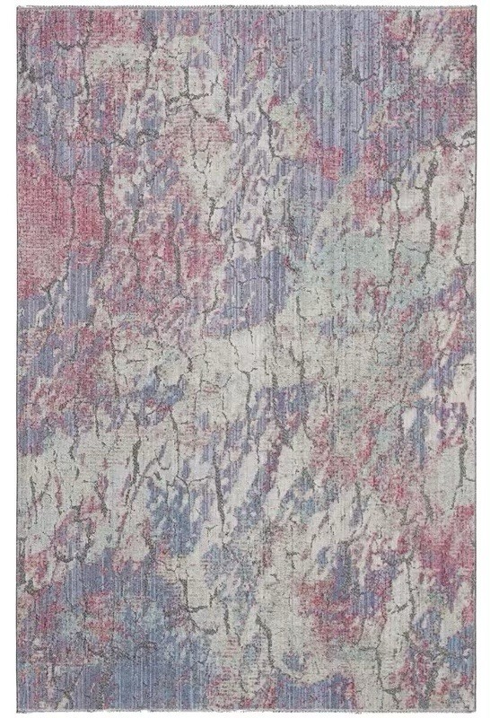 Stunning Bliss Artisan Distressed Power Loomed Square Rug 6’7”x 6’7” Aqua/Purple