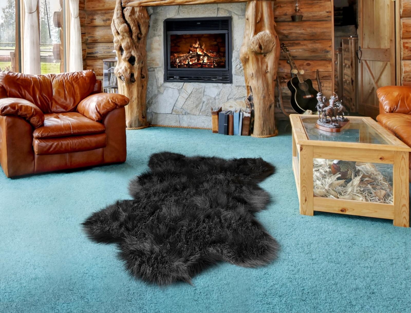 Deluxe Faux Bear Rug for Nursery [Extra large 6ft x 3 ft.Faux fur Bear Skin Rug.