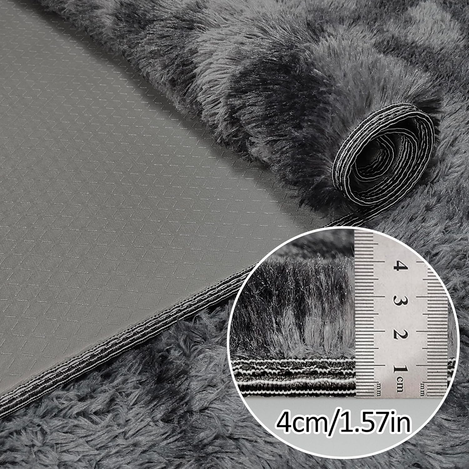 Tie-Dyed Runner Rug for Bedroom Black Grey 2x6ft Fluffy Area Rug Bedside Runner