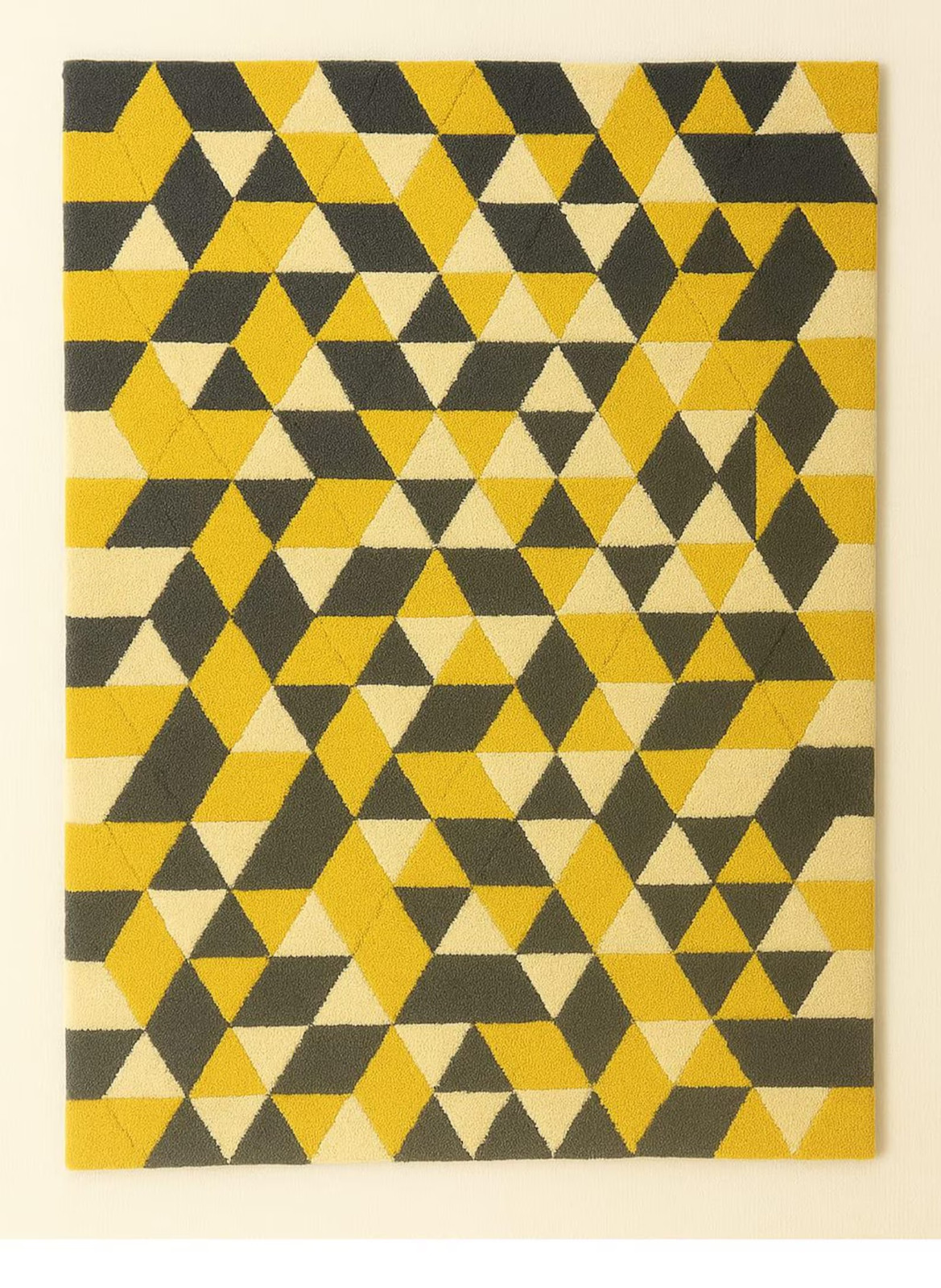 Handmade Hand Tufted Nz Wool Rug Color Yellow, grey & cream Design Carpet Rug