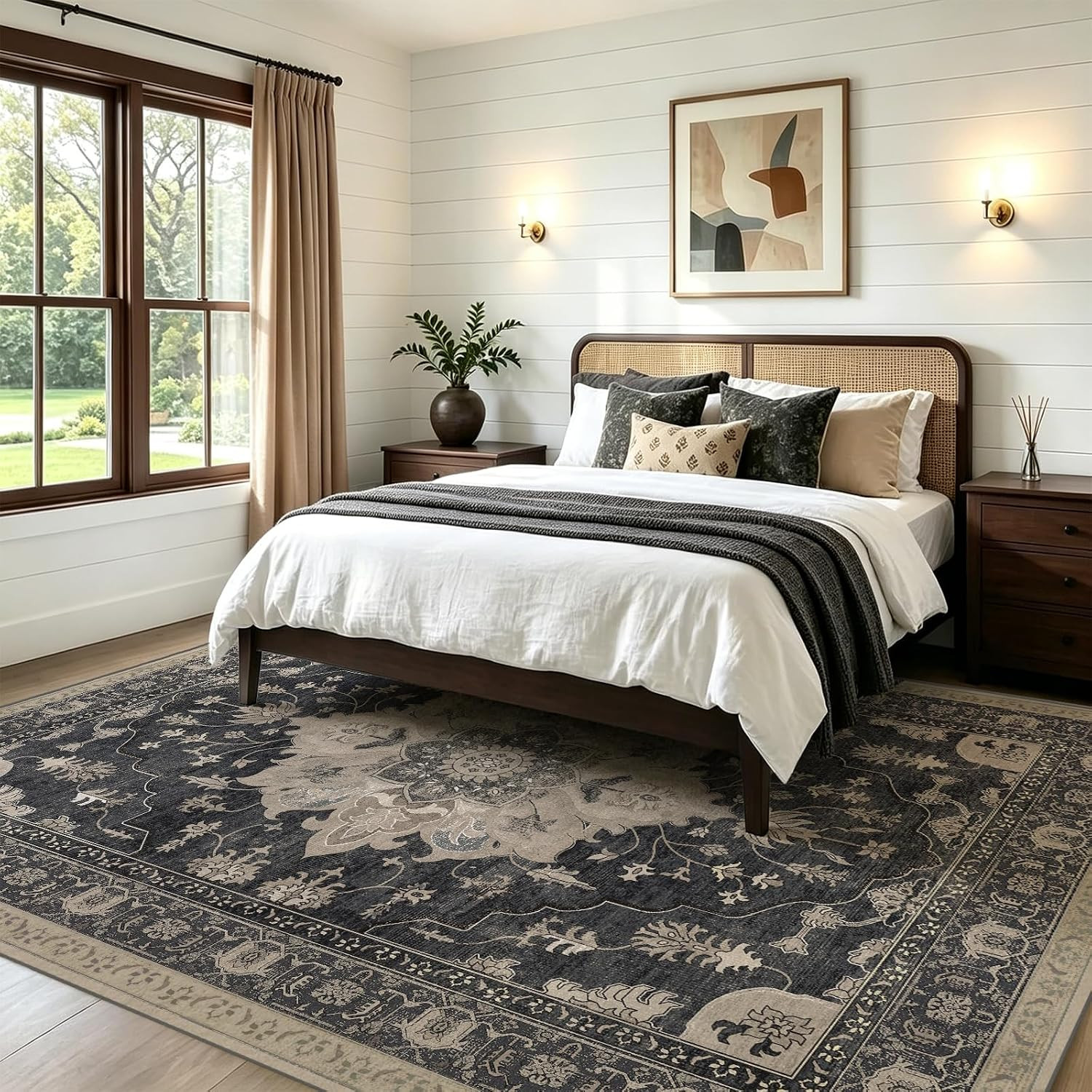 8X10 Area Rugs for Living Room: Washable Non Slip All Hard Floors Low Pile Thin