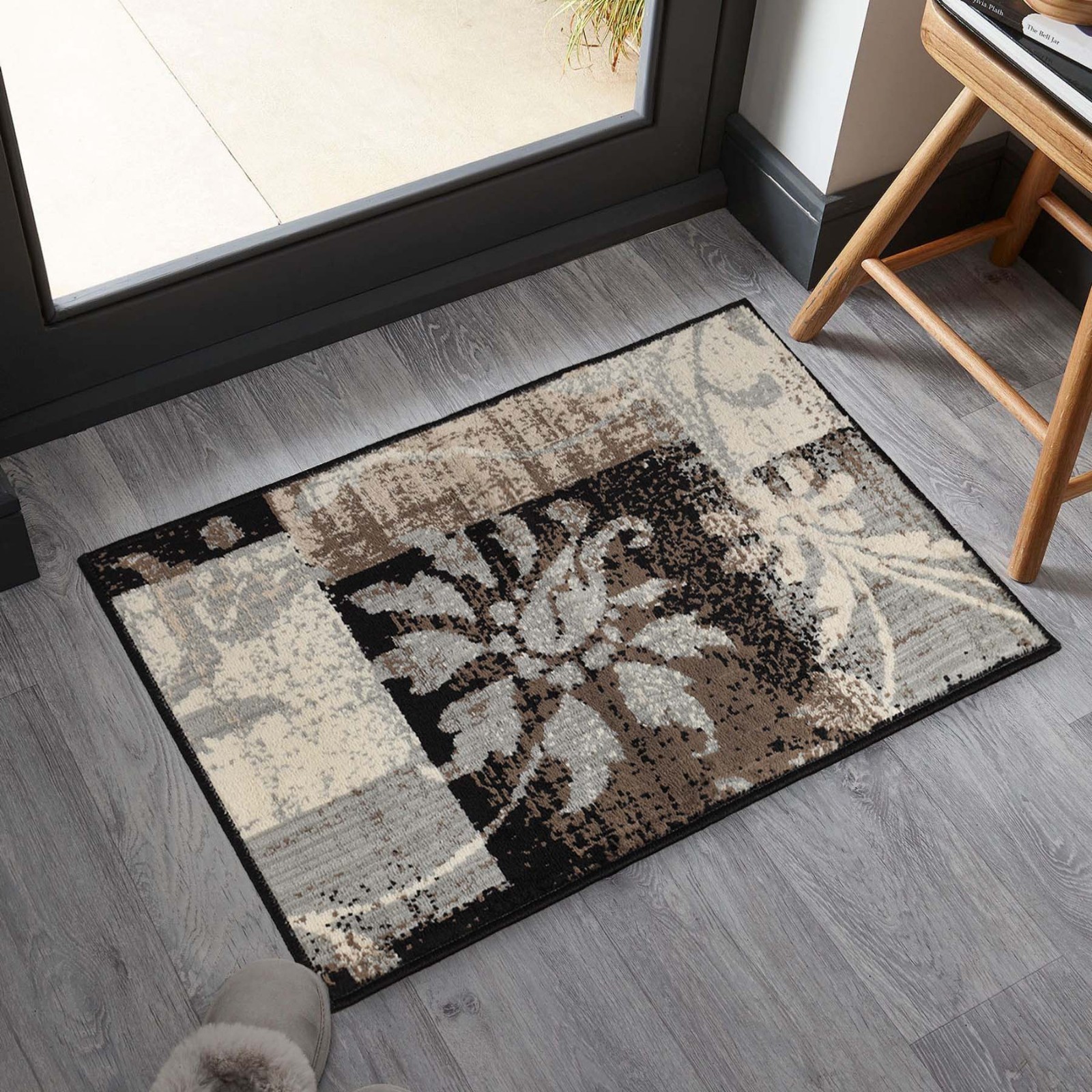 Geometric Patchwork Floral Antistatic Stain Resistant Indoor Area Rug or Runner