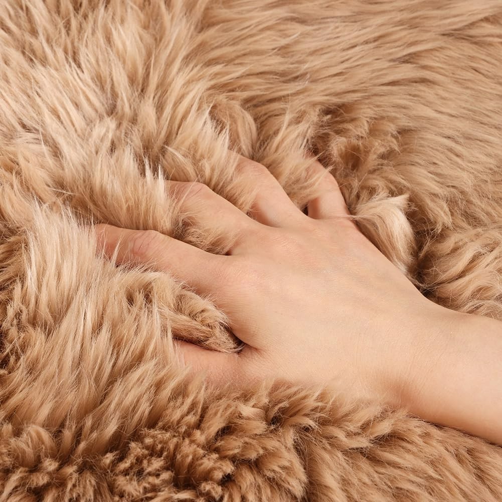 Luxury Large Genuine Sheepskin Rug 3″ Pile – Light Brown 2’6″ x 3’7