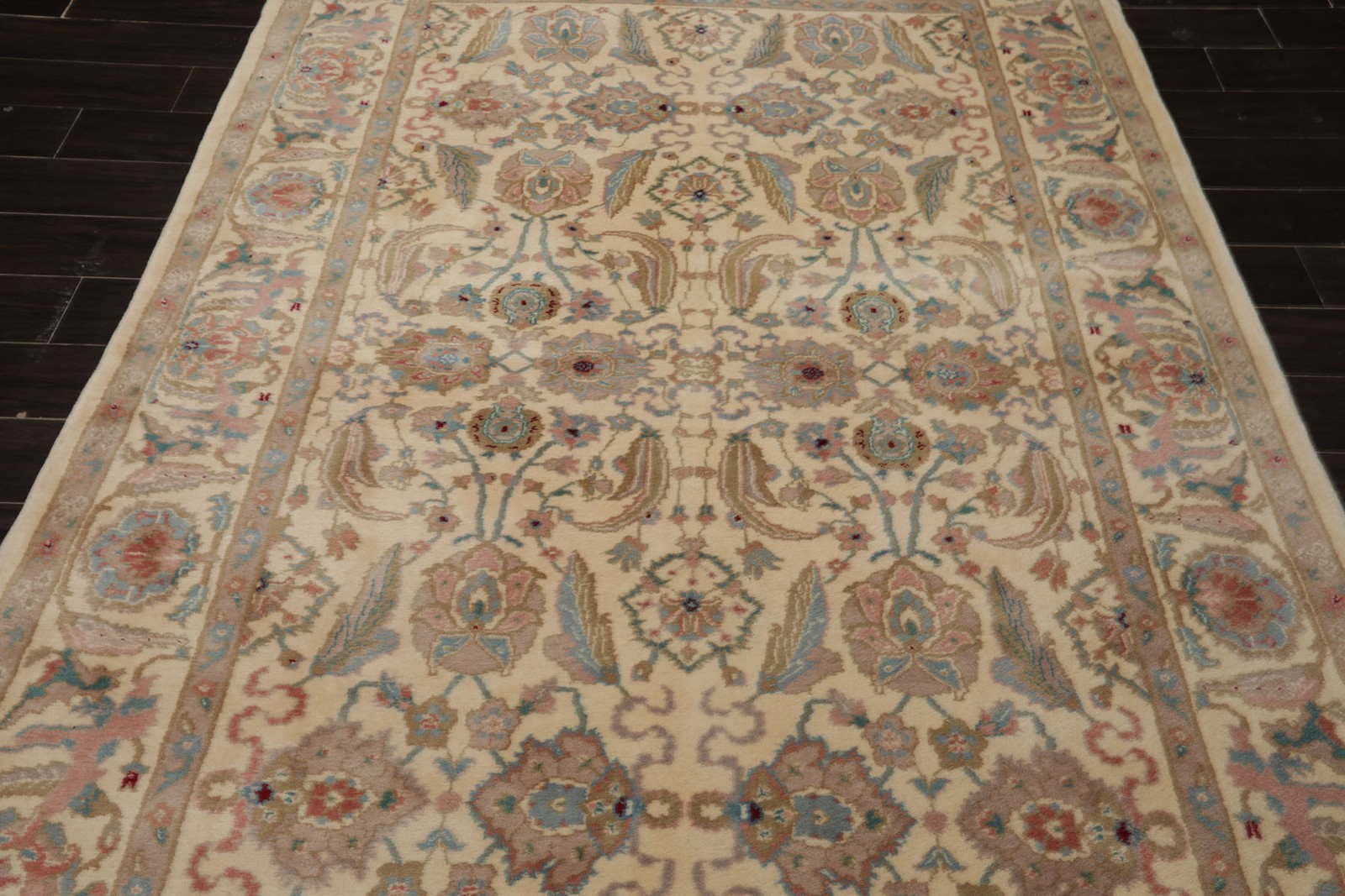 6×9 Hand Knotted New Zealand Wool Ivory Oushak Arts & Crafts Plush Pile Rug
