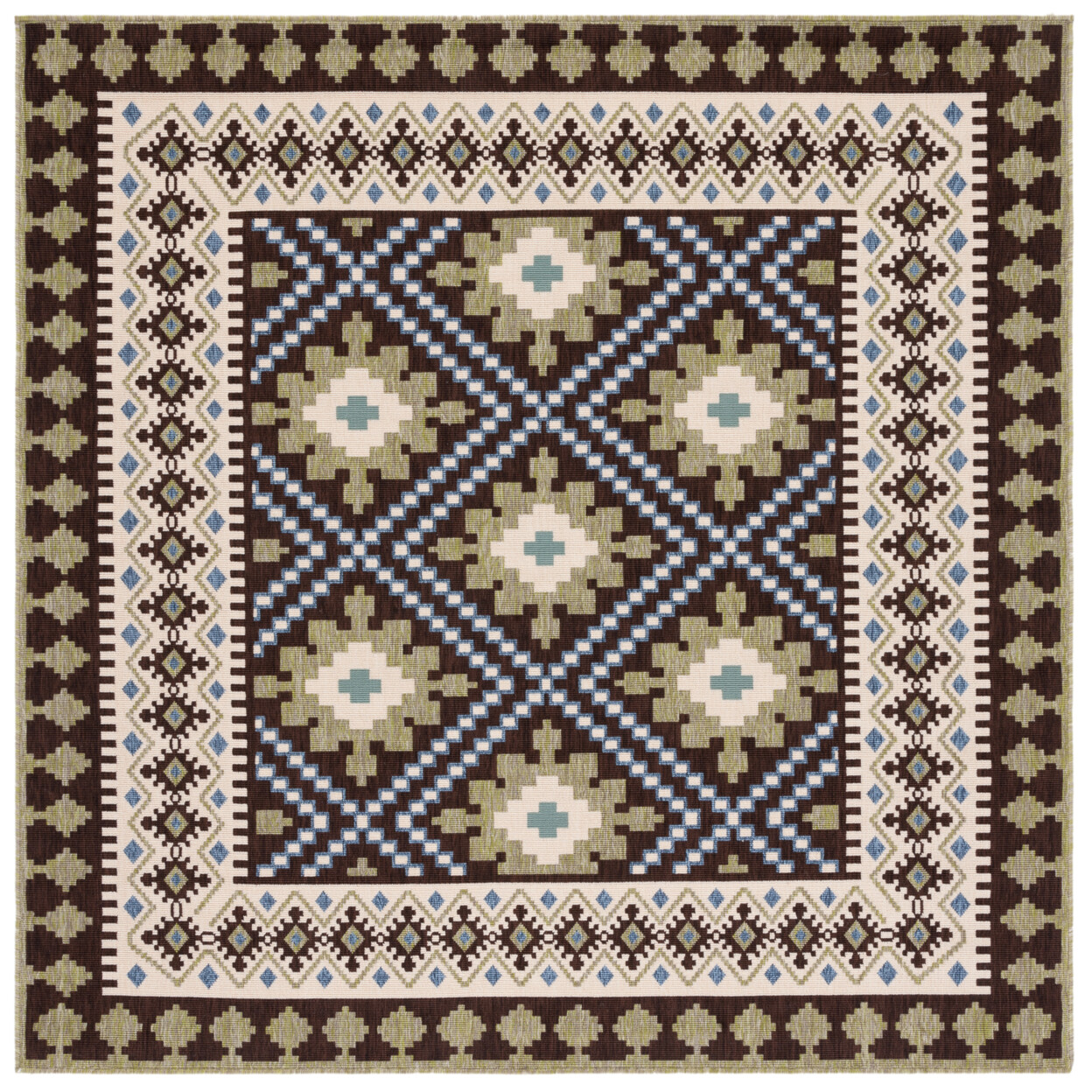 SAFAVIEH Outdoor VER099-0624 Veranda Chocolate / Green Rug