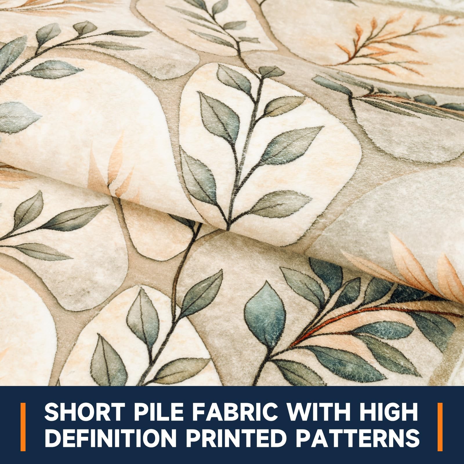 2×3 Ft Entryway Rug Washable Door Mat Non Slip Low Pile Neutral Leaf Small