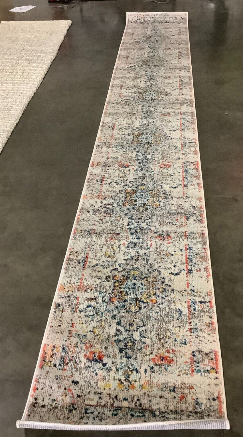 CREAM / BLUE 2′-2″ X 14′ Flaw in Rug, Reduced Price 1172667176 MAD474B-214